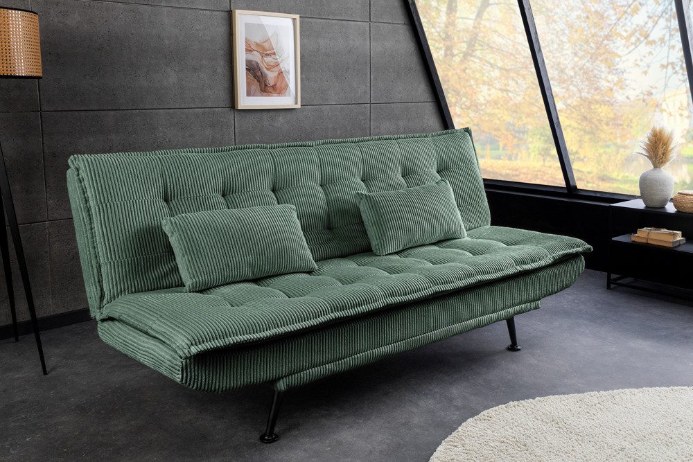 riess-ambiente Schlafsofa JAZZ 190cm grün – 3-Sitzer Sofa mit Bettfunktion, Cordbezug, modern, Einzelartikel 1 Teile, komfortable Ausziehcouch mit Polsterung –  – Bild 3 von 5