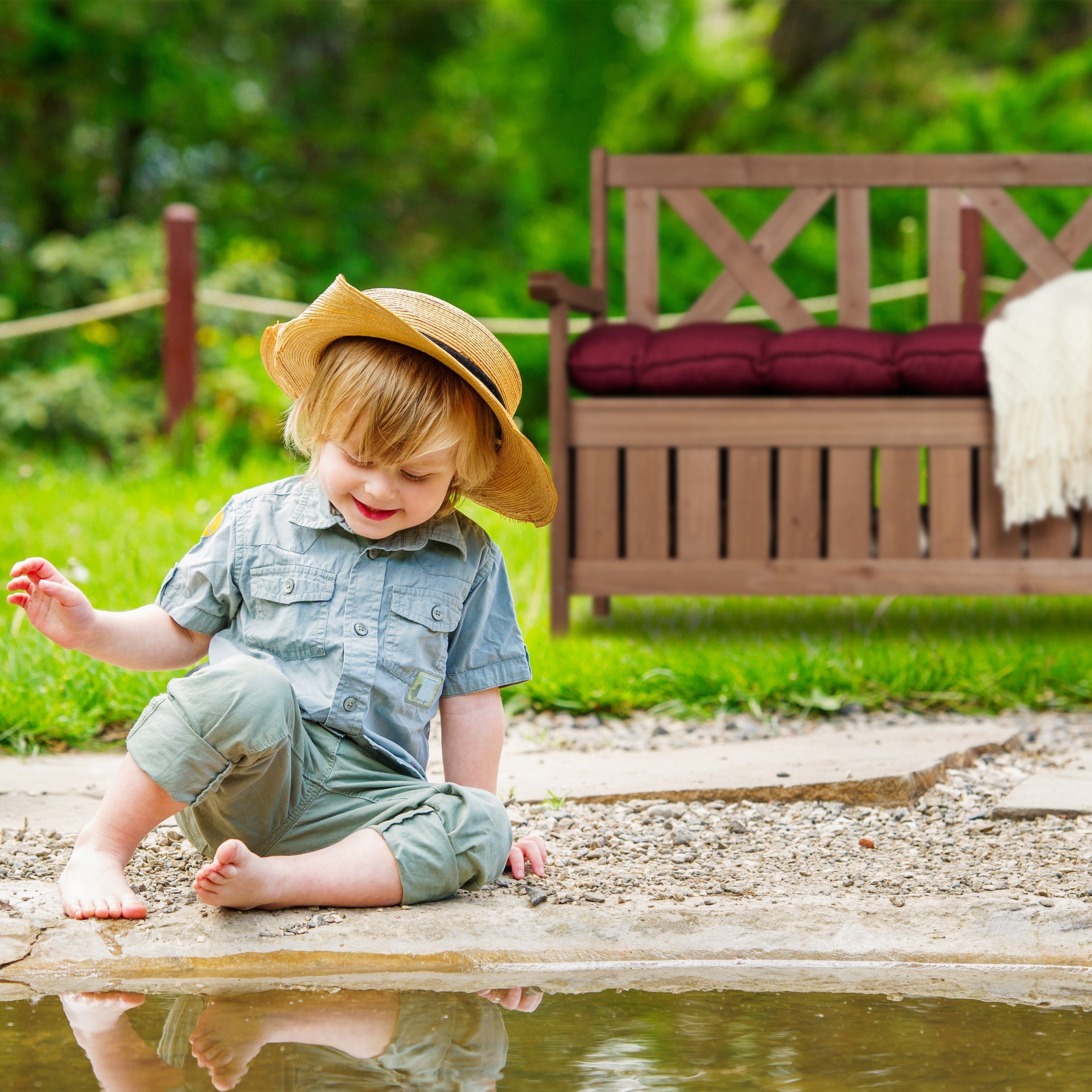 relaxdays Gartenbank mit Stauraum