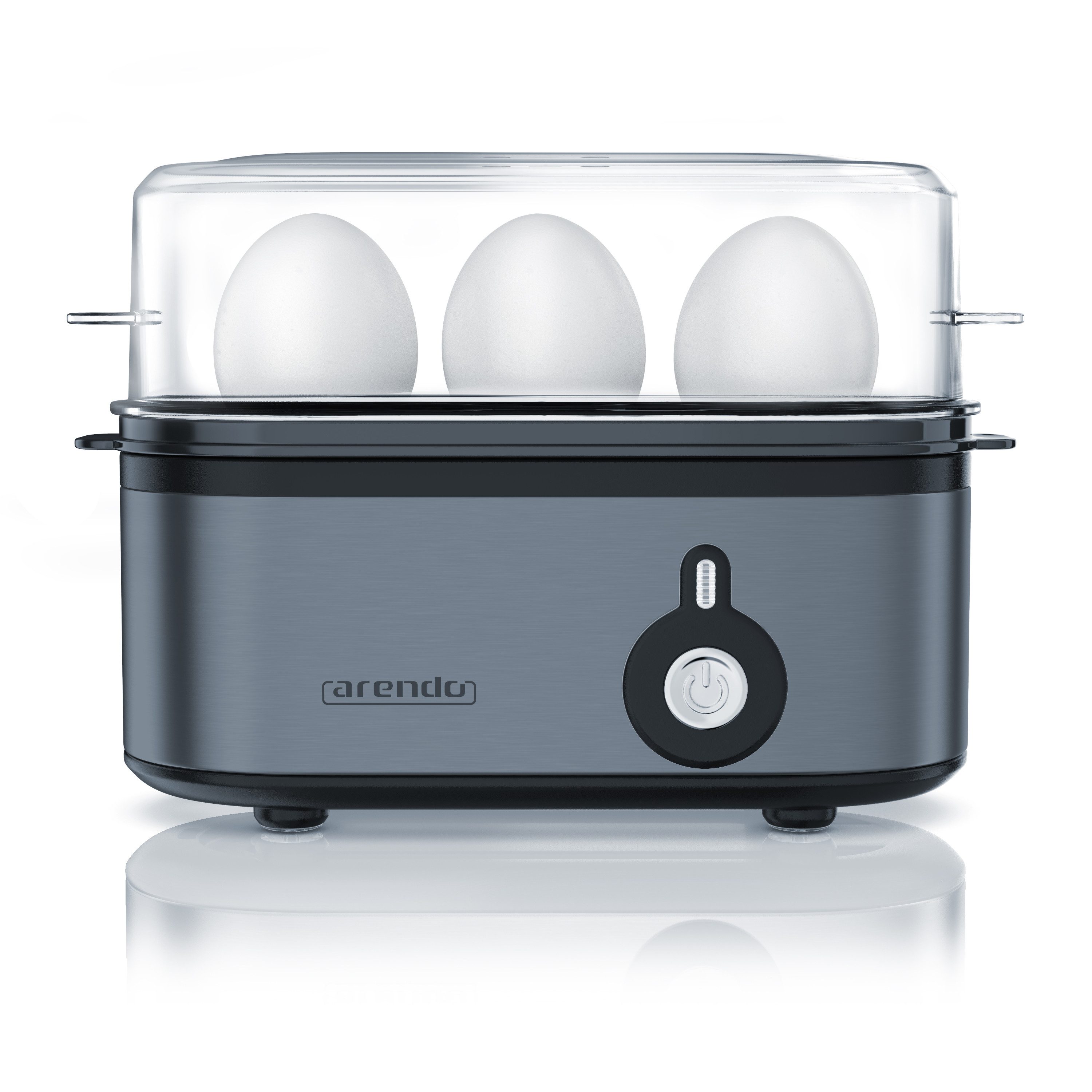 Arendo Eierkocher 3-fach, Edelstahl, Ein / Aus-Schalter, frei wählbarer Härtegrad, Anzahl Eier: 3 St., 210 W, Threecook Egg Cooker, GS, BPA-frei, für 1 bis 3 Eier