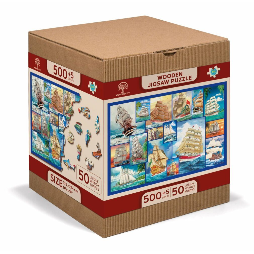 Wooden City Puzzle Holzpuzzle Segelboot 2in1, 505 Teile ECO, Puzzleteile