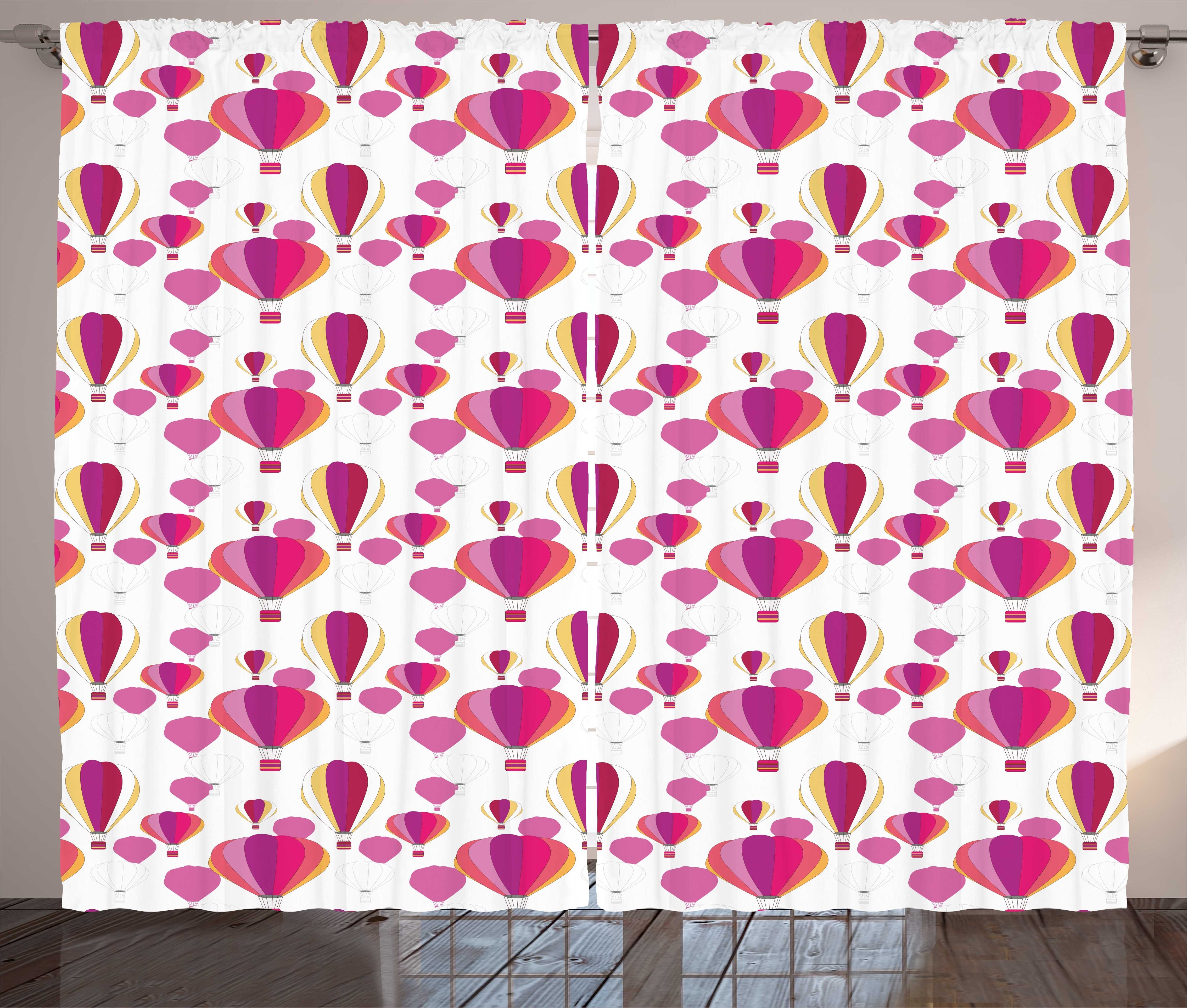Gardine Schlafzimmer mit Ballon Haken, und abstrakte Vorhang Kräuselband Bunte Flugzeuge Abakuhaus, Schlaufen