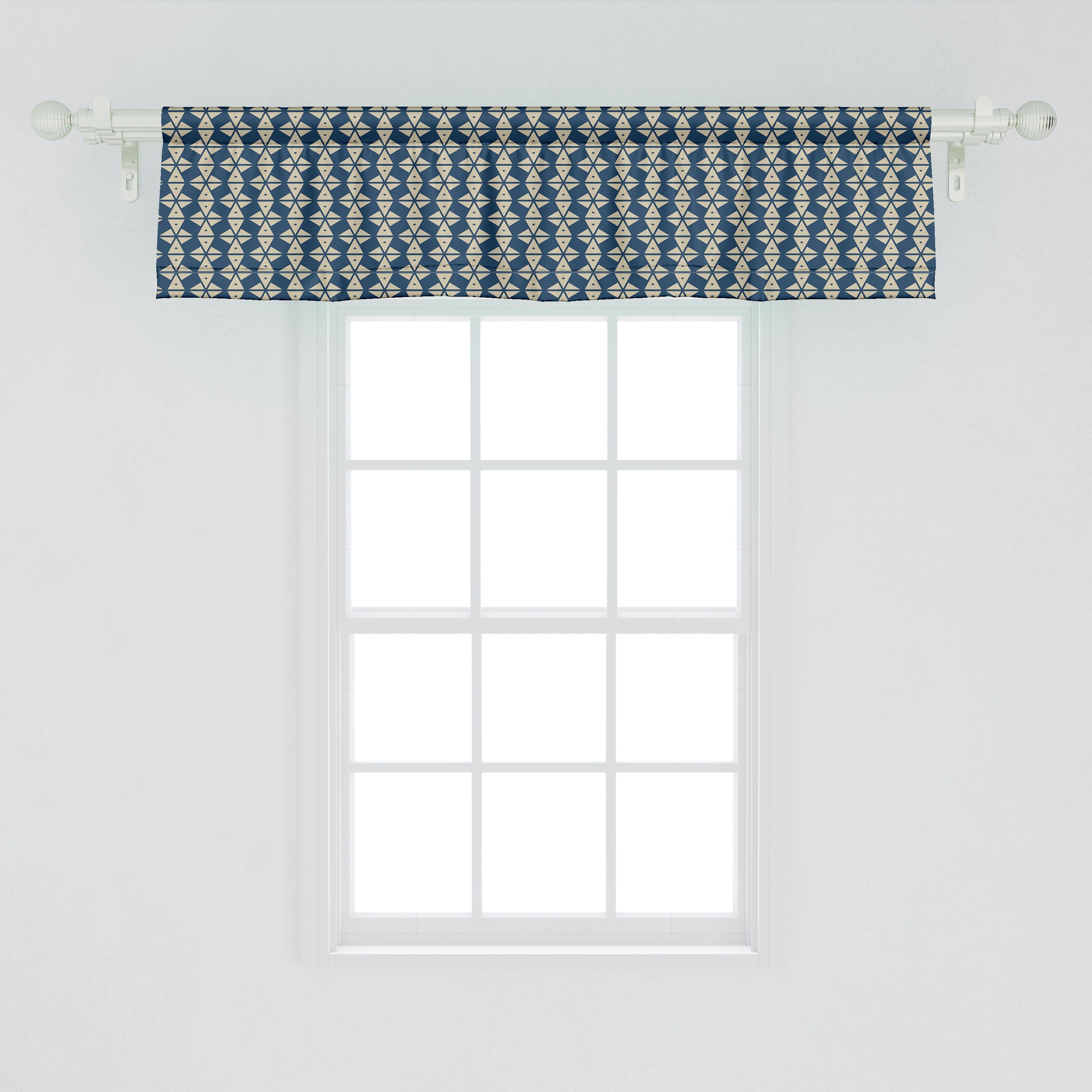 Geometric Scheibengardine Volant Küche Schlafzimmer unregelmäßige mit Stangentasche, für Abakuhaus, Abstrakt Dekor Microfaser, Vorhang