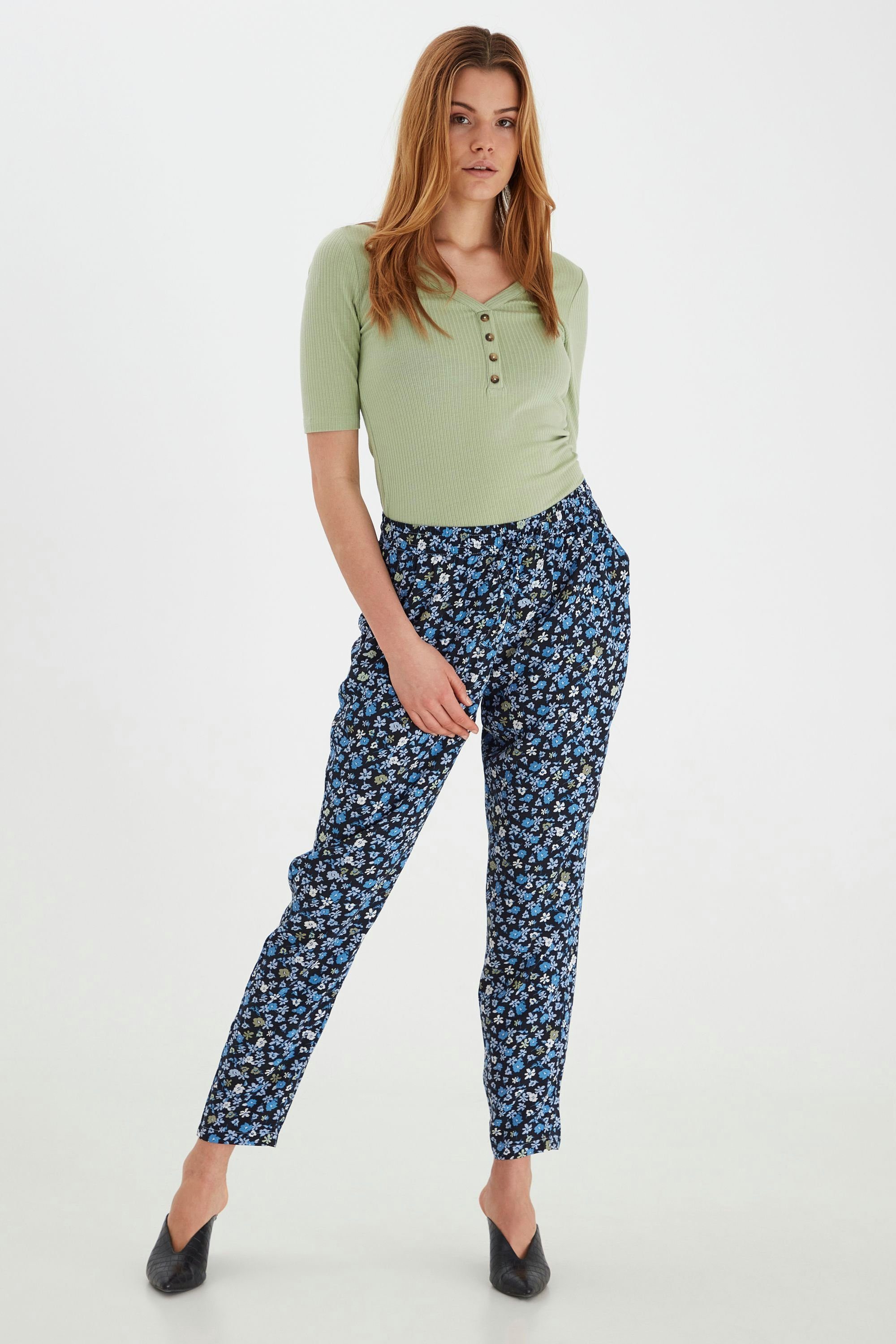 PANTS 20809731 Muster Stoffhose BYMMJOELLA (200633) - Stoffhose Mix Brunnera Blue b.young mit