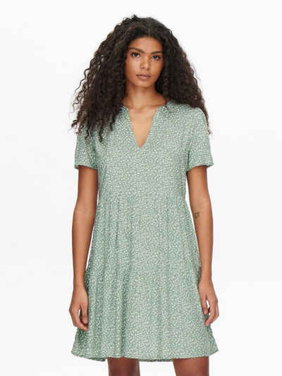 ONLY Shirtkleid Kurzes Blusen V-Ausschnitt Kleid ONLZALLY (knielang) 4928 in Grün