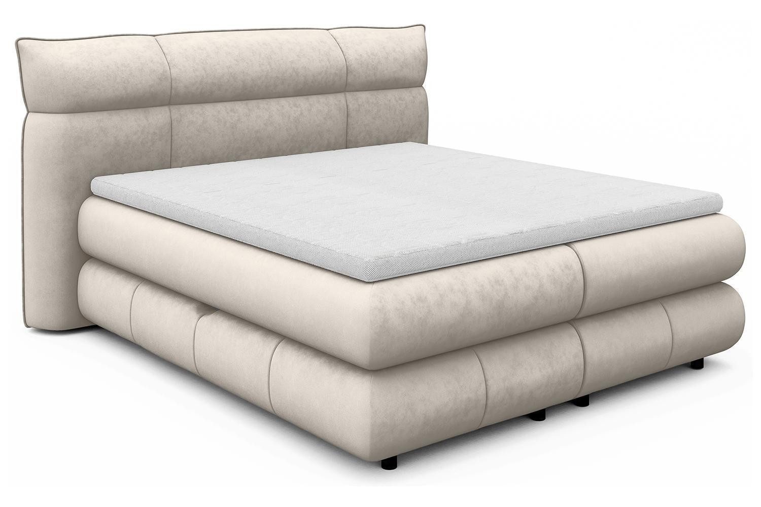 WERSAL Boxspringbett CARMELO, Taupe, Webstoff (1-St), mit Topper, Bonellfederkern, Taschenfederkern, 180 x 200 cm