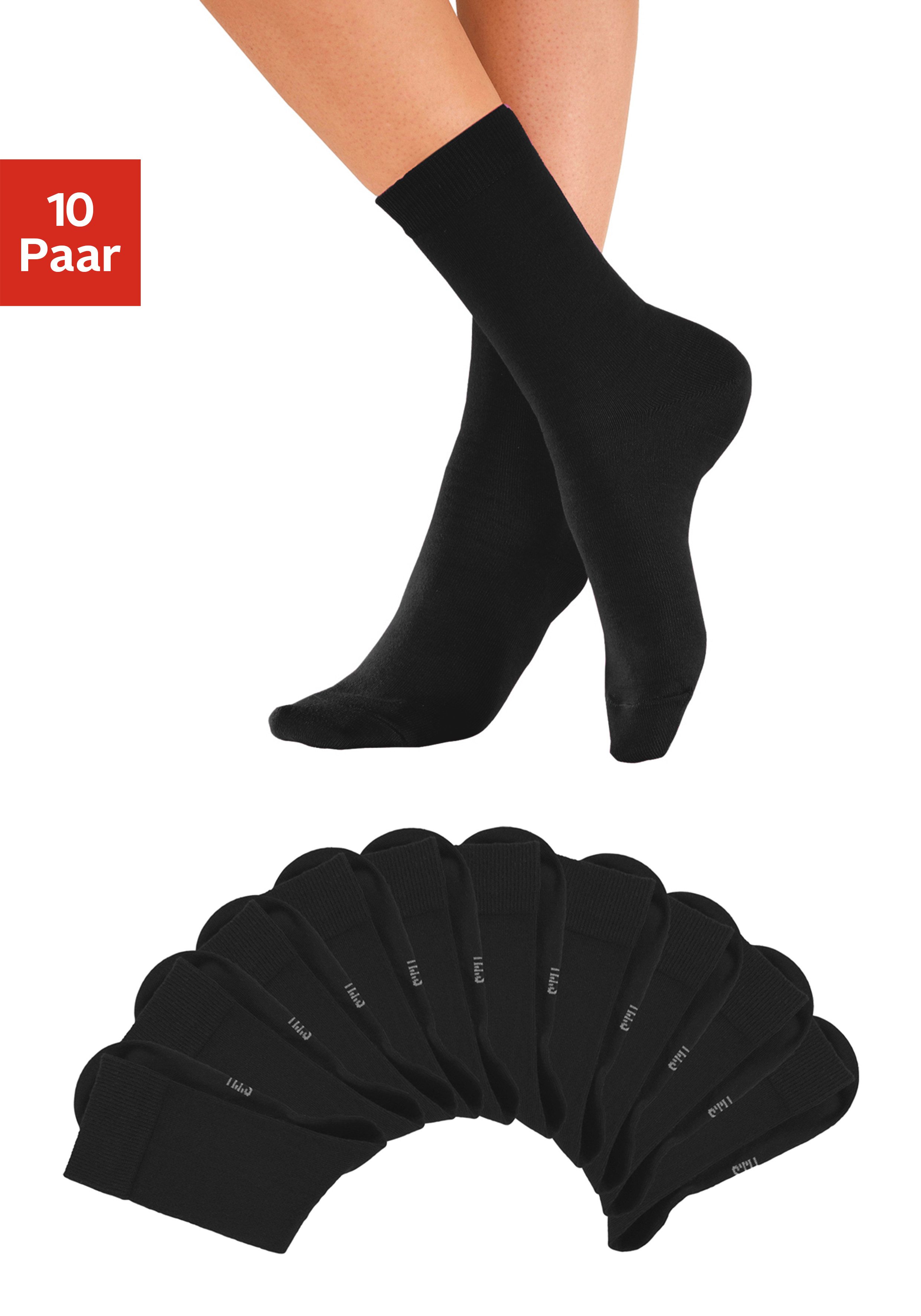 H.I.S Freizeitsocken (Packung, 10-Paar) mit weichen Rippbündchen