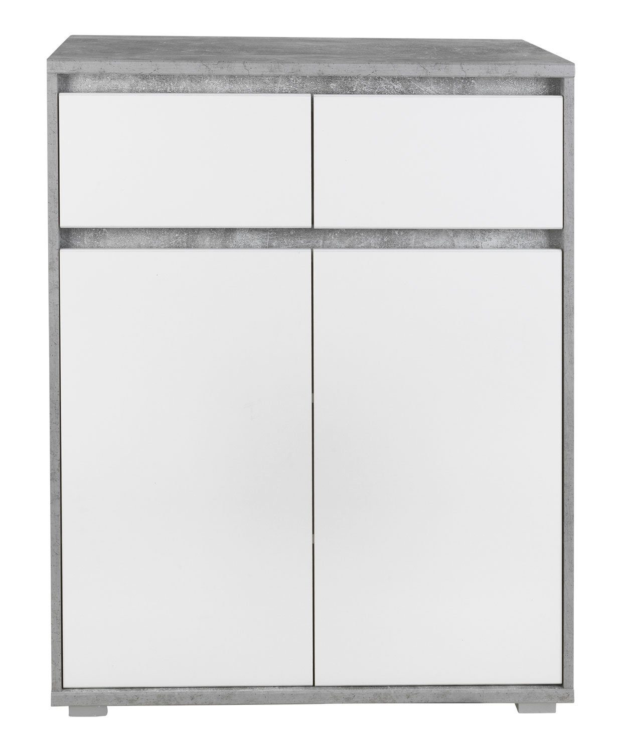 Kommode IKARUS, B 80 x H Schubladen Türen matt, 2 cm, Betonoptik, 2 und 103 Weiß