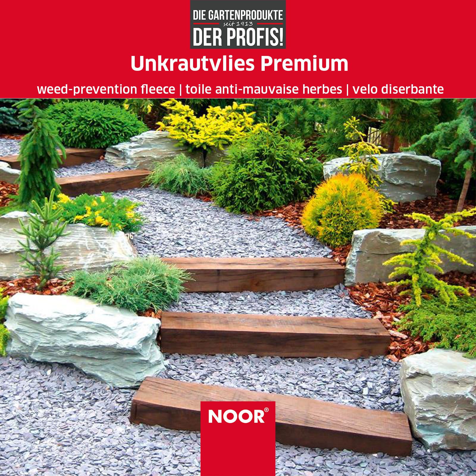 NOOR Unkrautvlies Premium PE/PP 90g/m² - ideal für Beete und Wege, zur maximalen Unkrautbekämpfung - auch als Trennvlies geeignet