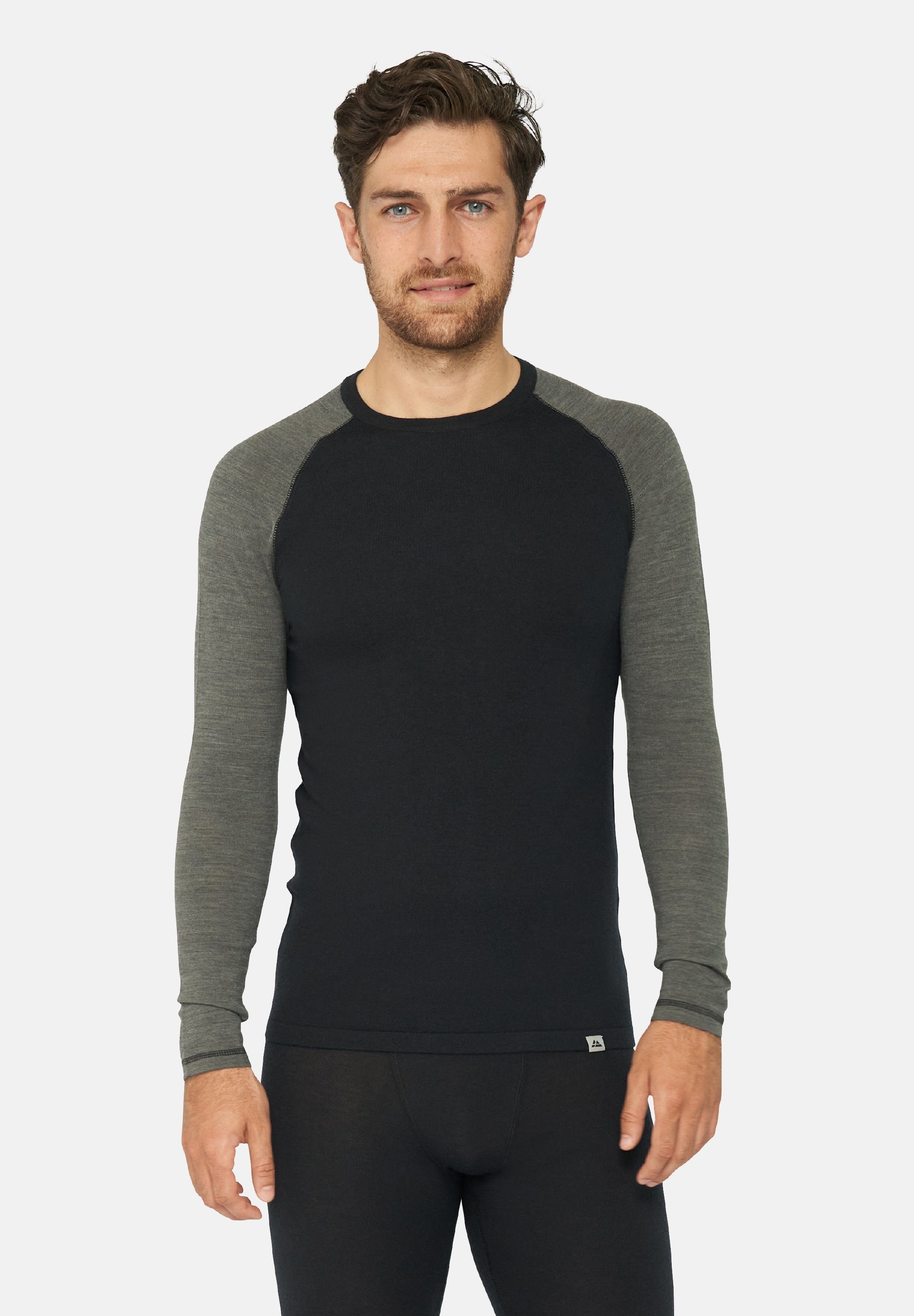 Merino Herren Thermounterhemd Funktionsshirt Temperaturregulierend ENDURANCE grey DANISH black/dark