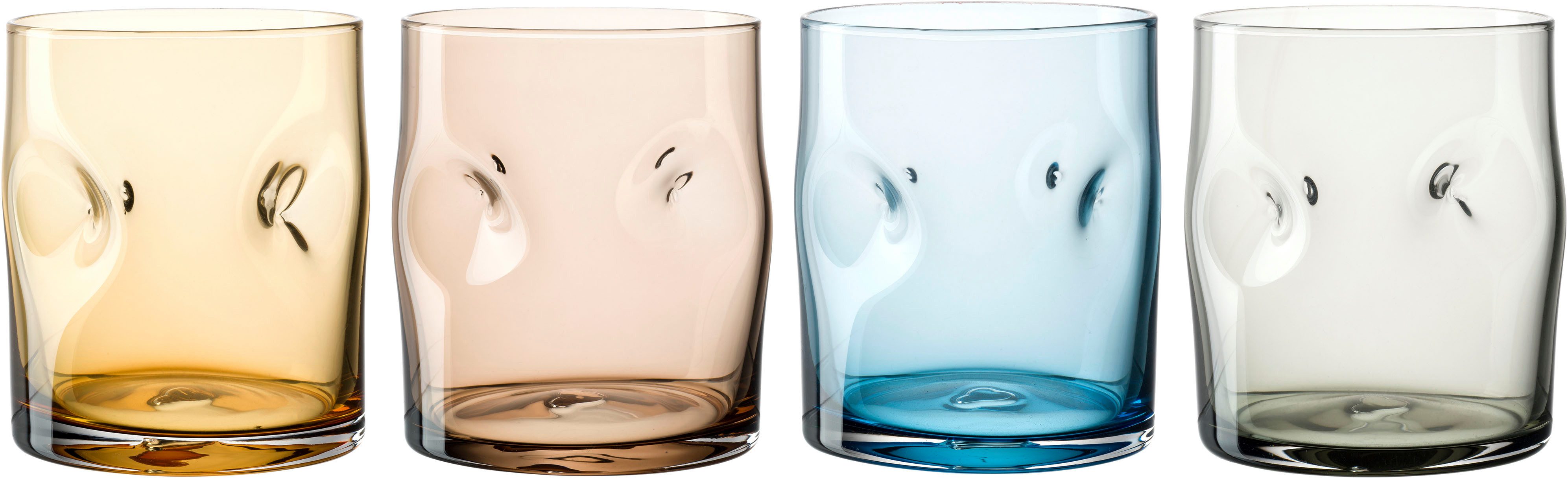 LEONARDO Стекло-Set Trinkglas VESUVIO, 300 ml, 4er-Set, Glas, konische Form, markantes Design - mit Einquetschungen