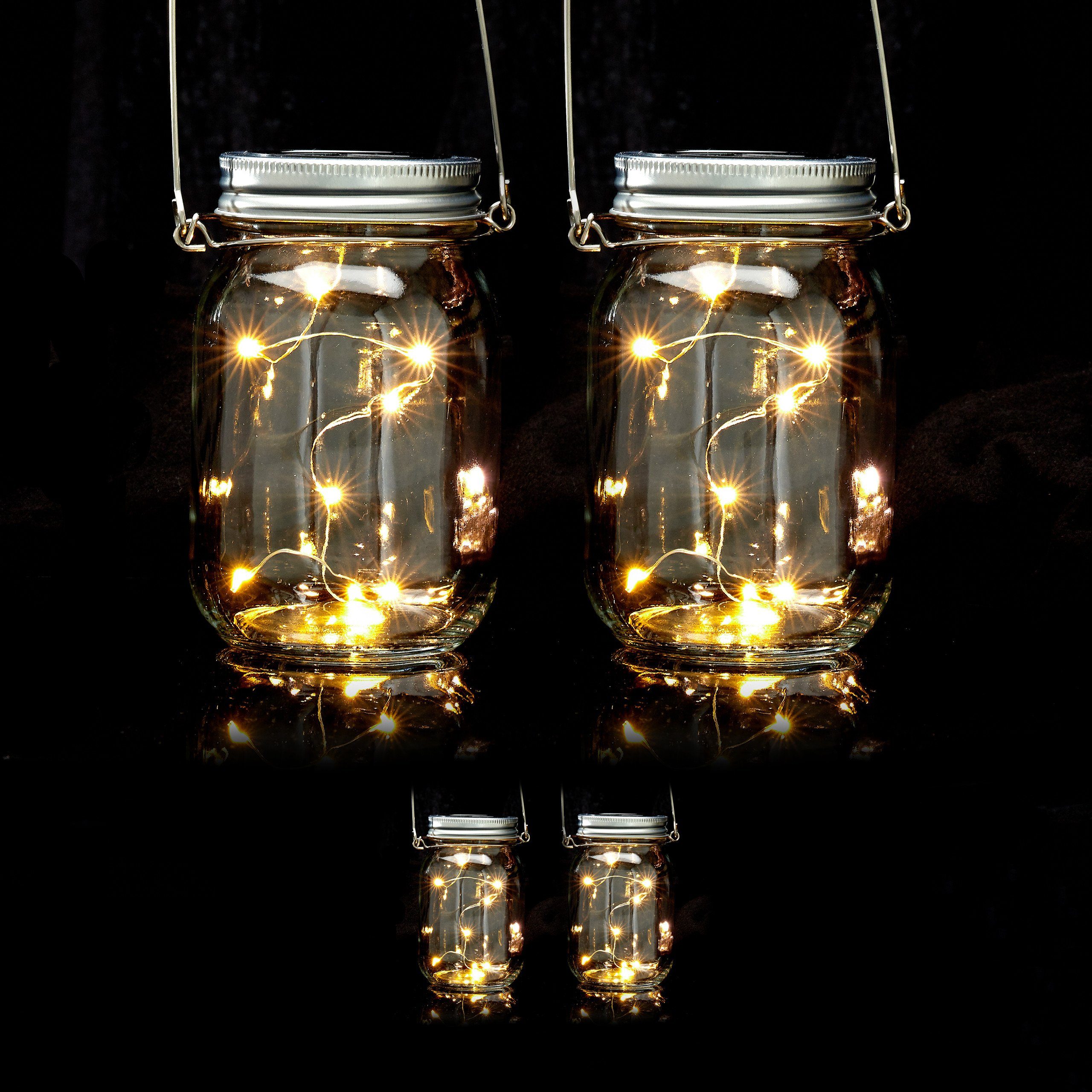 Gartenleuchte 4 x LED Solar Glas