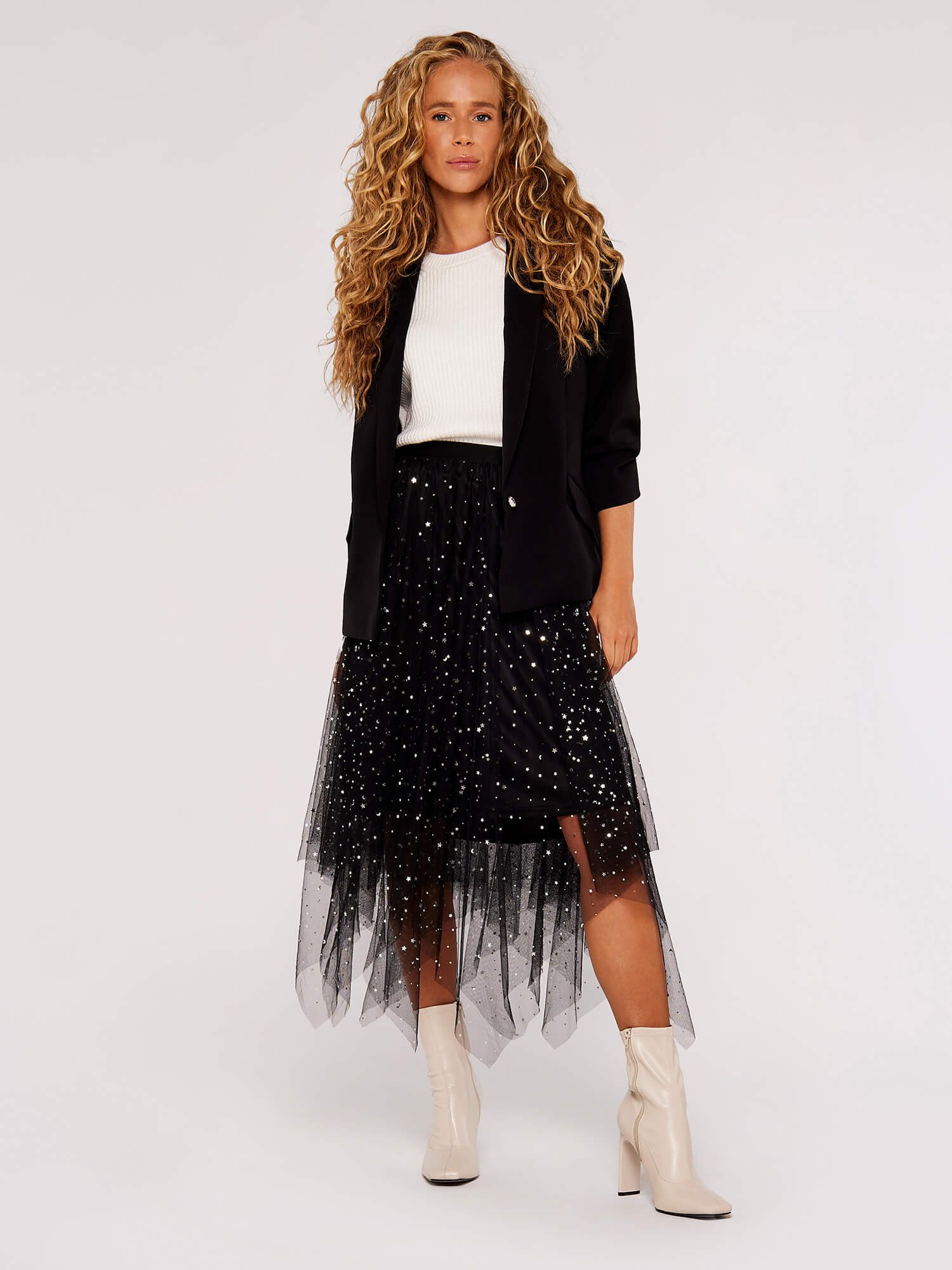 Apricot Midirock Glitzer-Midirock (1-tlg) mit asymmetrischem Saum günstig online kaufen