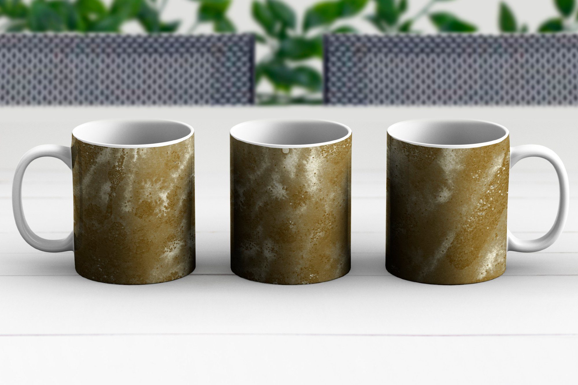 Keramik, Becher, - Glitzer Kaffeetassen, Teetasse, Tasse Geschenk - Teetasse, MuchoWow Gold Textur,