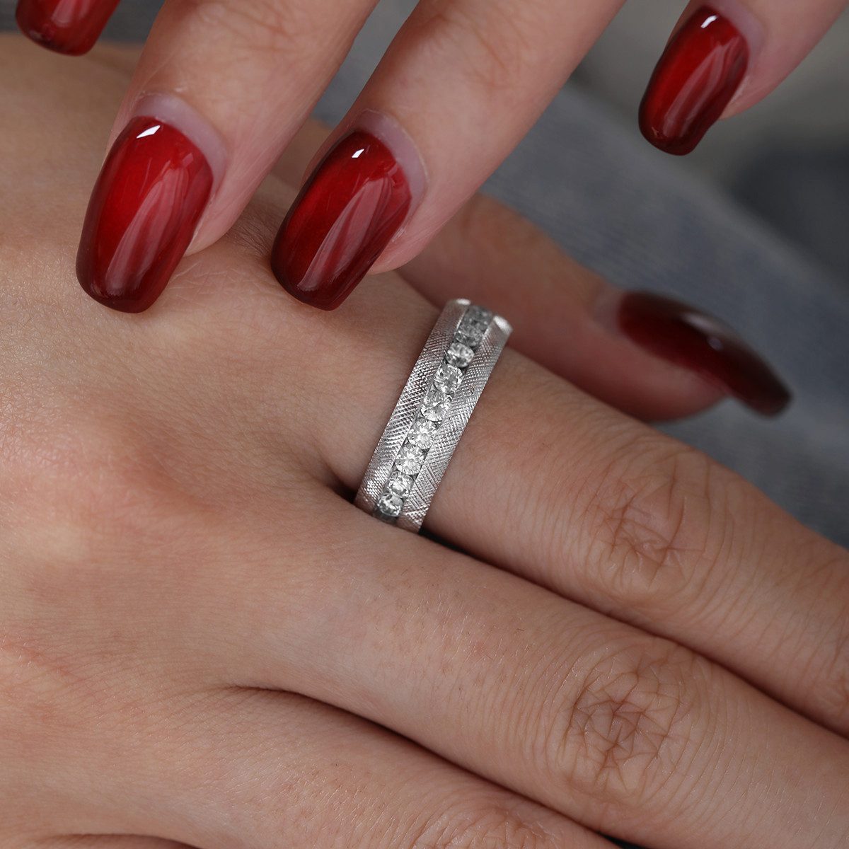 Jumpeak Diamantring D/E VVS/VS, Herren-Diamantring,14K Weißgold-Diamantring,Trauring, Diamond,Verlobungsring,Geschenk für Ehemann,Kommunion Geschenk Junge