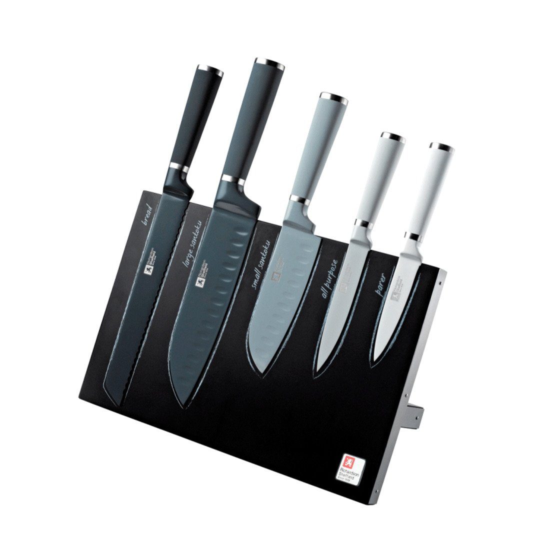 Richardson Sheffield Messerblock SEASONS (5tlg), schwarzes, magnetisches Messerbrett inklusive 5 Messer