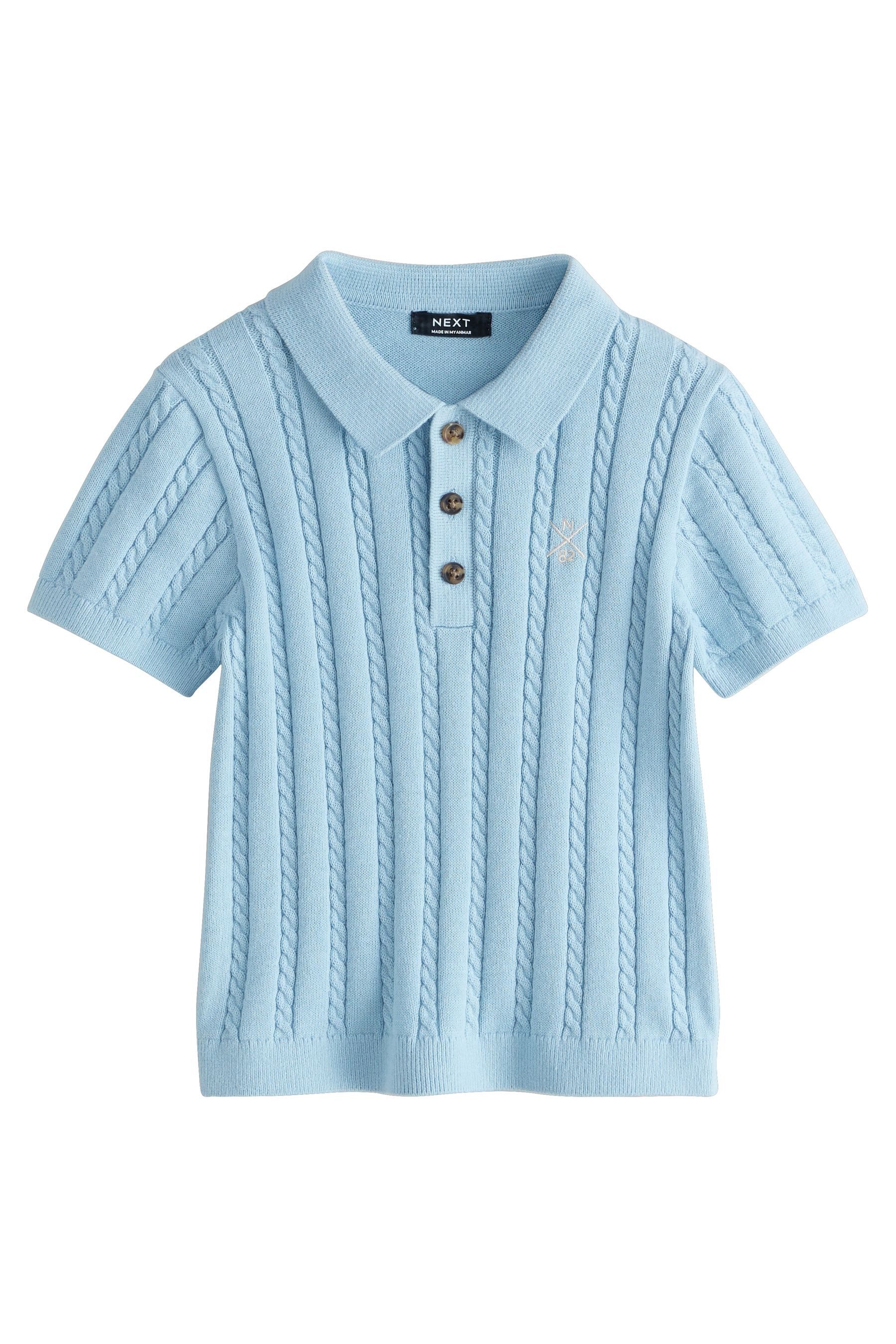 Poloshirt Polohemd im Zopfstrick