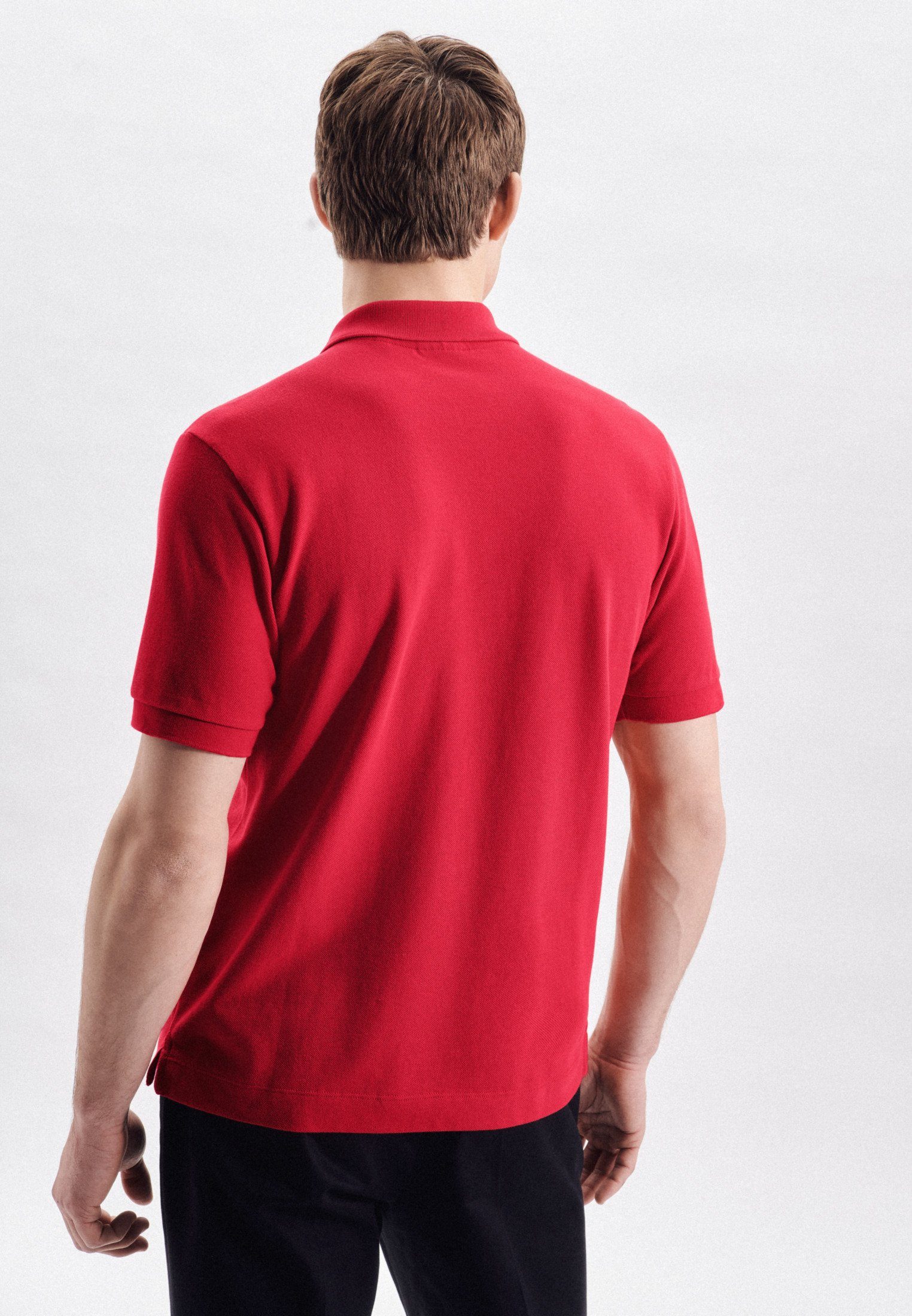 Kurzarm Uni Poloshirt Rot Kragen seidensticker Regular