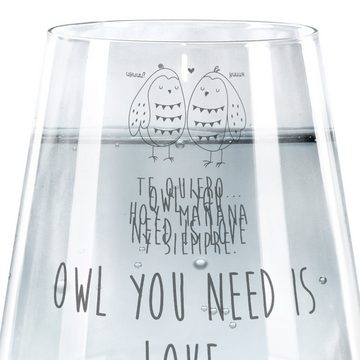 Mr. & Mrs. Panda Glas Eulen Liebe - Transparent - Geschenk, romantisch, Trinkglas, Wortspie, Premium Glas, Elegantes Design