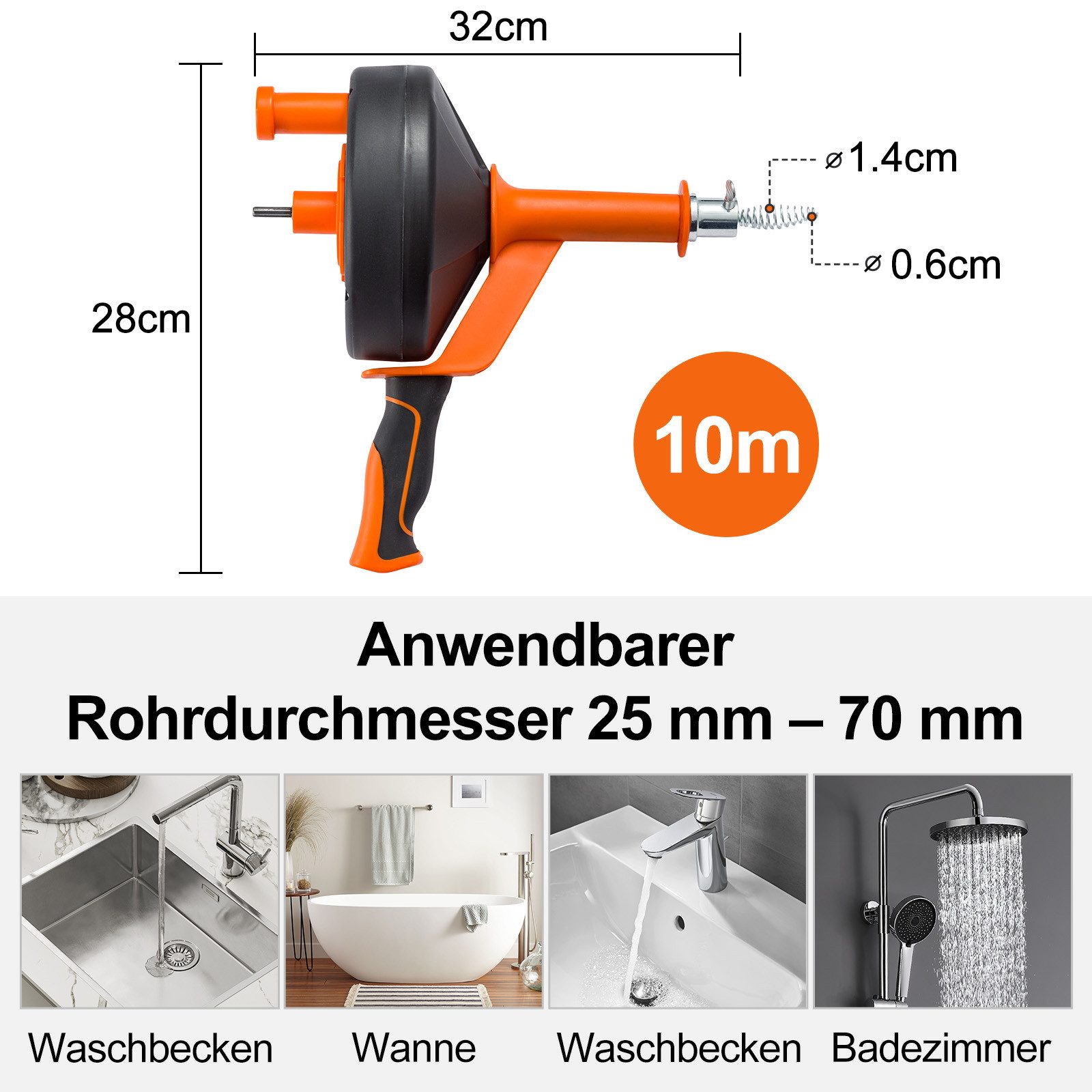 Youyijia Sanitär-Installationsset Rohrreinigungsspirale Abflussspirale mit günstig online kaufen