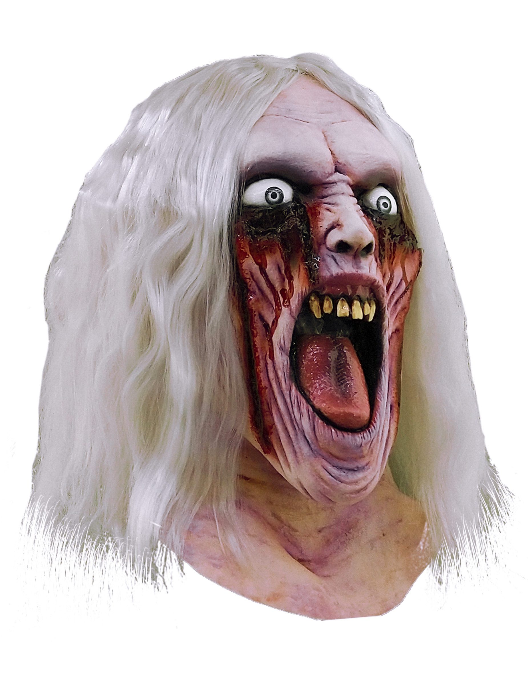 Ghoulish Productions Zombie-Kostüm Blutender Zombie-Beisser Halloween-Maske rot