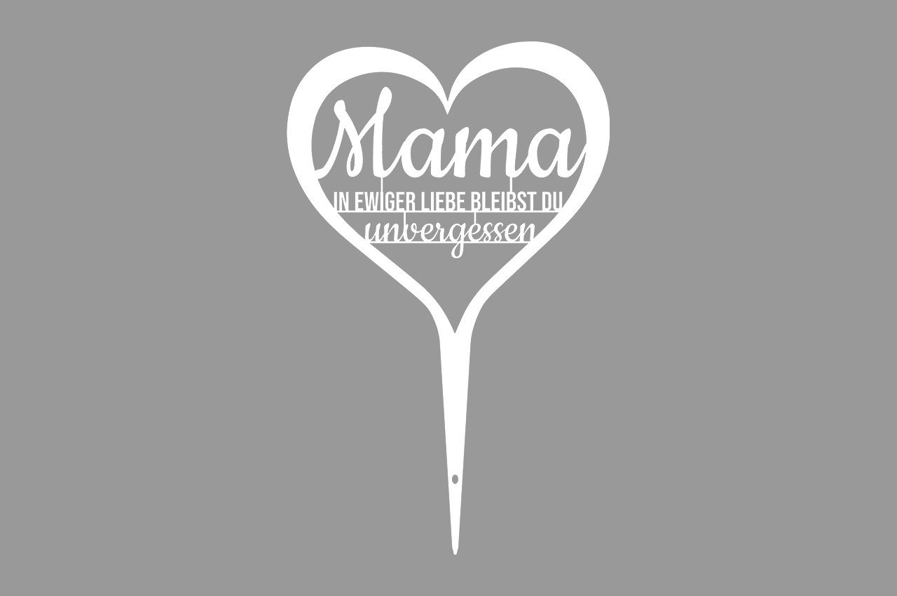 ILLUMINO Dekoobjekt Grabstecker Trauerschmuck Herz Grabgesteck Grabschmuck Grabdeko, mit Schriftzug weiß Pulverbeschichtet - Wetterfeste Trauerdeko