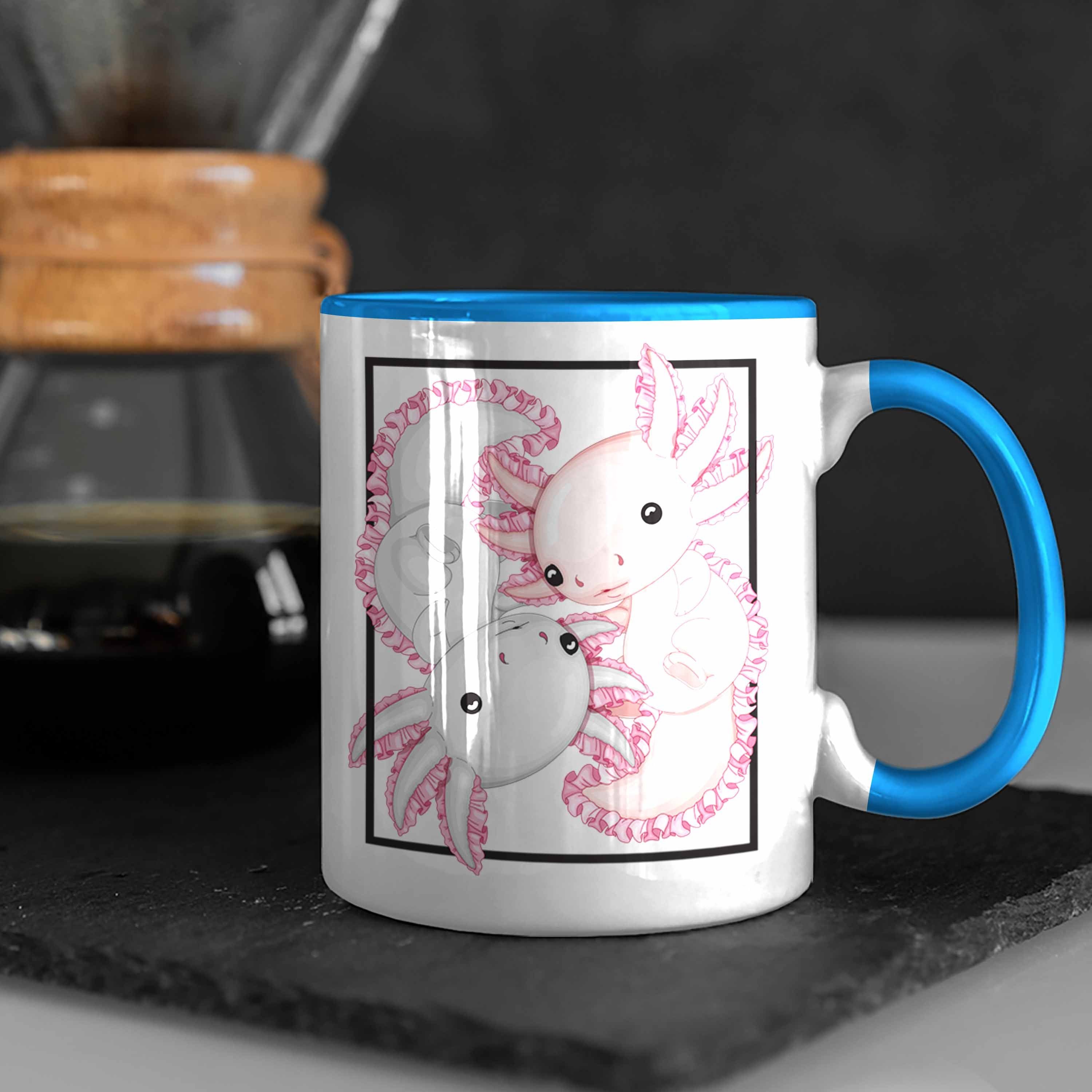 Trendation Tasse Axolotl Schwanzlurch Besitzer Tasse Geschenkidee Blau Geschenk