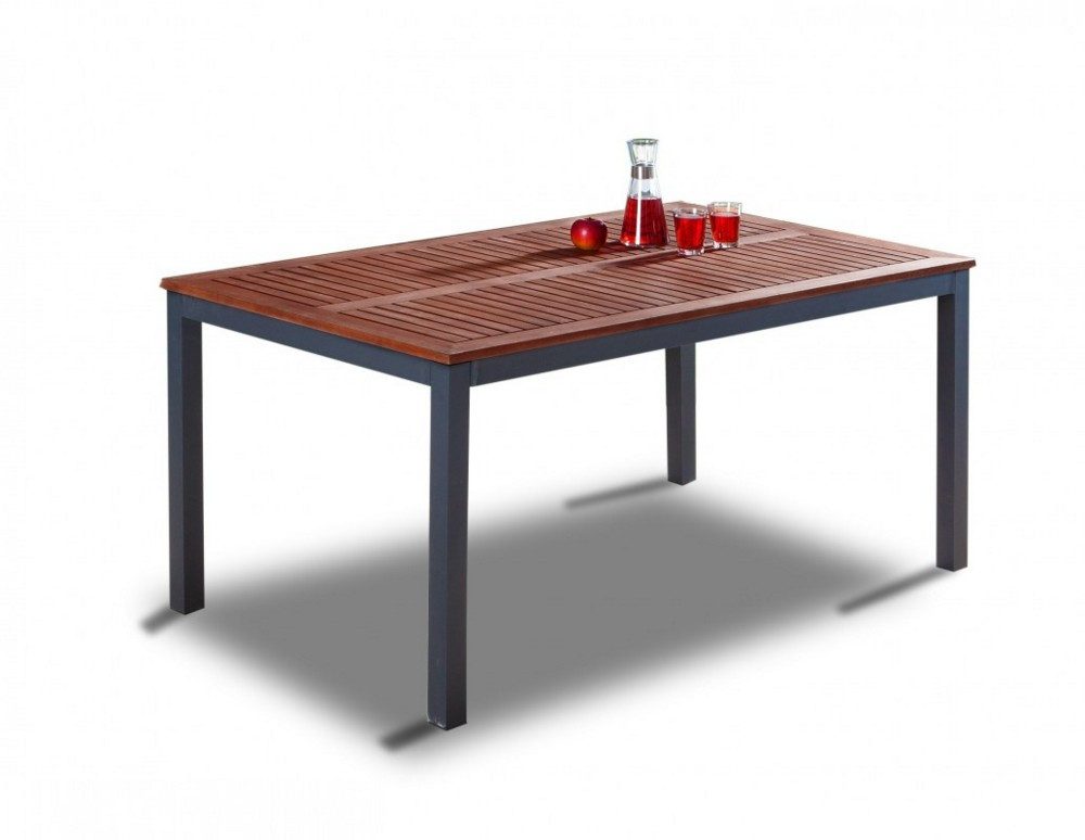 Solax-Sunshine Gartentisch Solax-Sunshine Alu-Gartentisch mit Holzplatte GENUA - Braun, Alugestell mit Holzplatte Braun