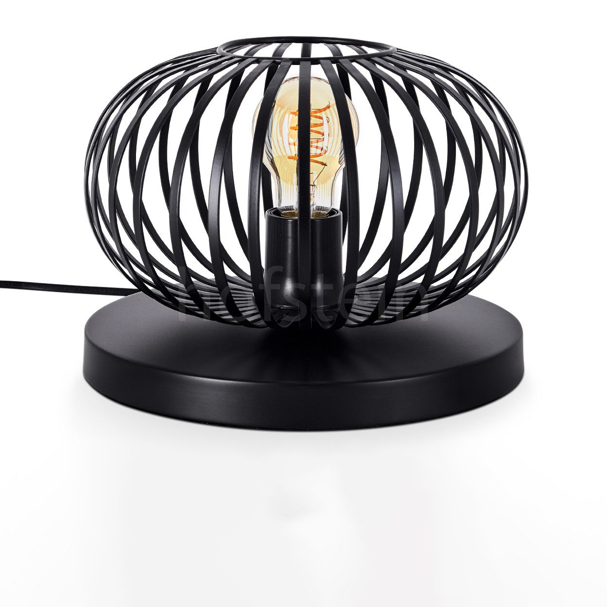 hofstein Tischleuchte Tischlampe aus Metall in Schwarz, ohne Leuchtmittel, Gitterschirmleuchte (25cm), Schalter, 1 x E27, ohne Leuchtmittel