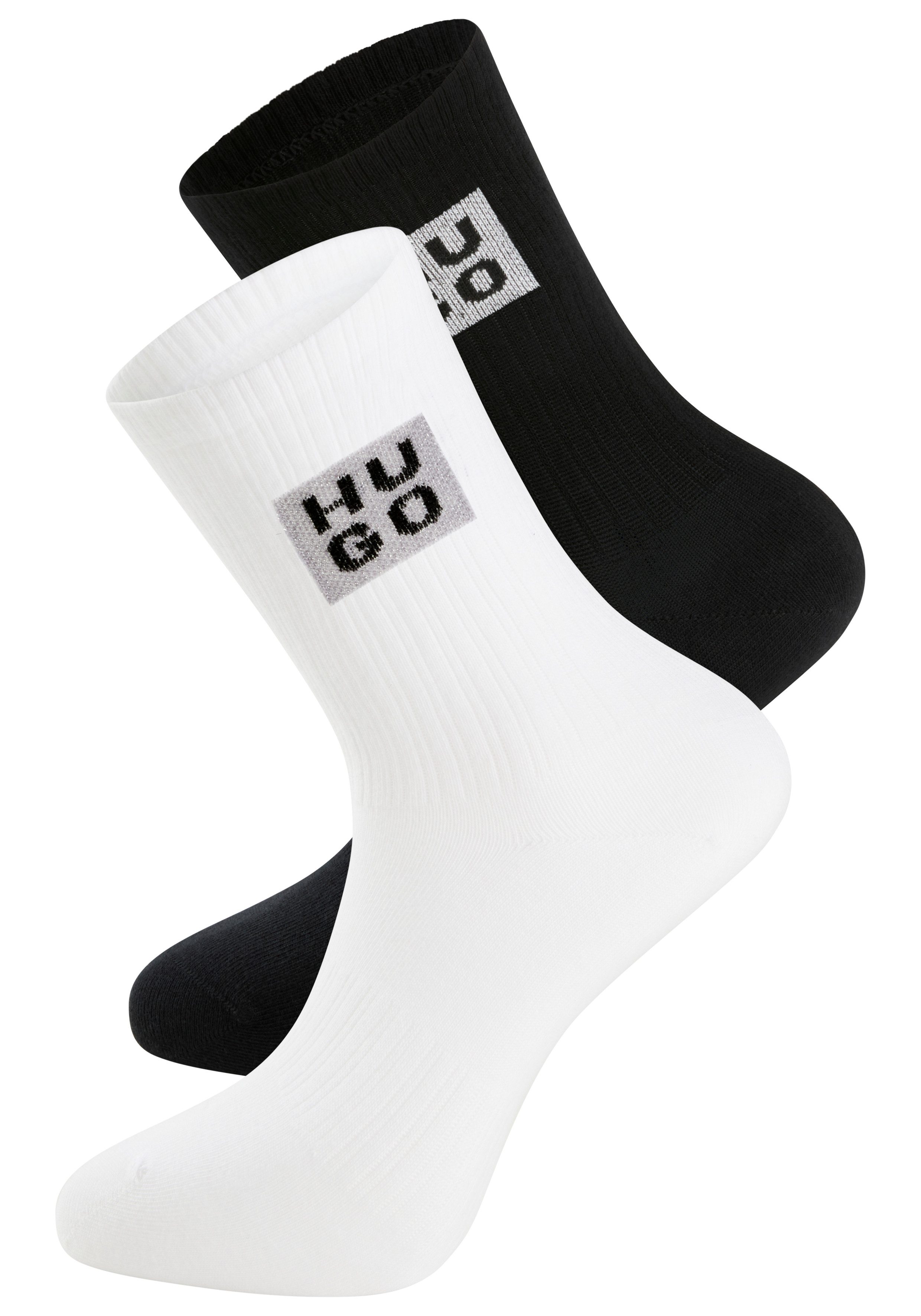 HUGO Socken 2P QS RIB GIFT CC (Packung, 2-Paar) mit Logoschriftzug und Glit günstig online kaufen