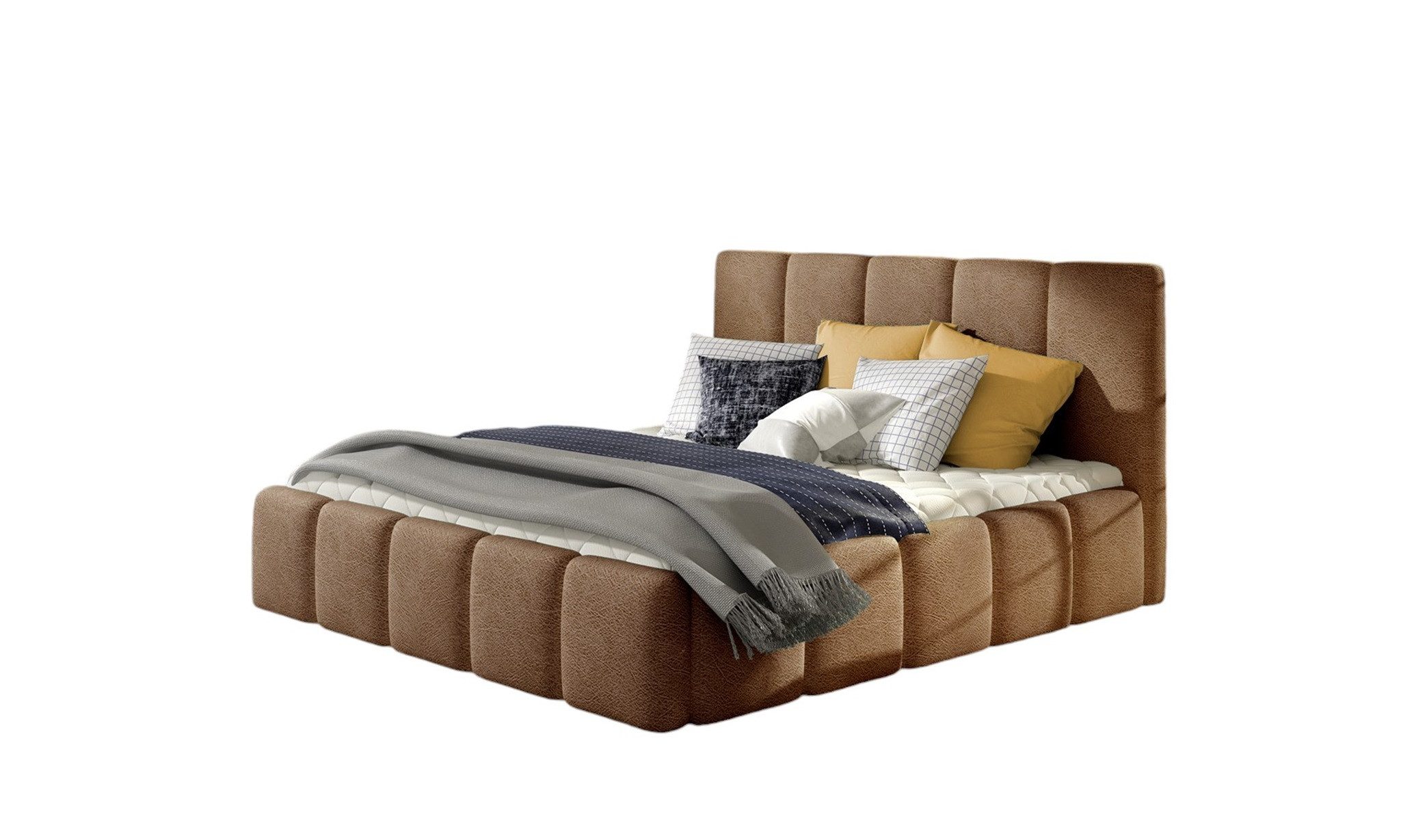 Fun Möbel Polsterbett Doppelbett VERONA (mit oder ohne Matratze), wahlweise in 4 Größen und 16 Farben