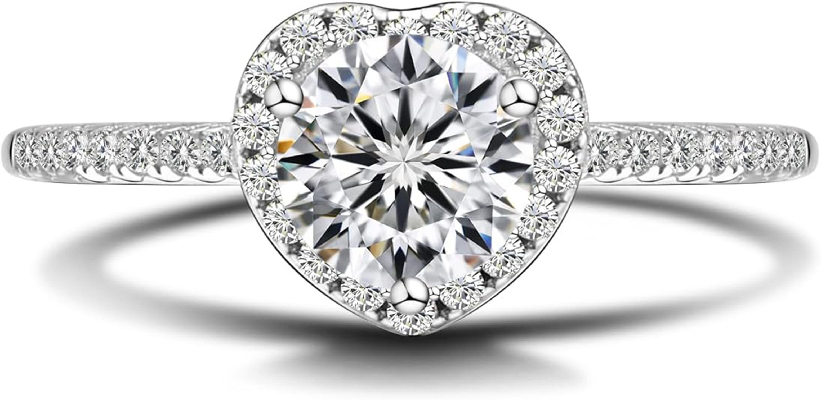 Jumpeak Verlobungsring 585 Gold, 1 Karat Diamant im Rundschliff, Braut-Ehering, D,vs1,3EX,IGI Zertifikat,Damenring,Geschenk zum Jahrestag