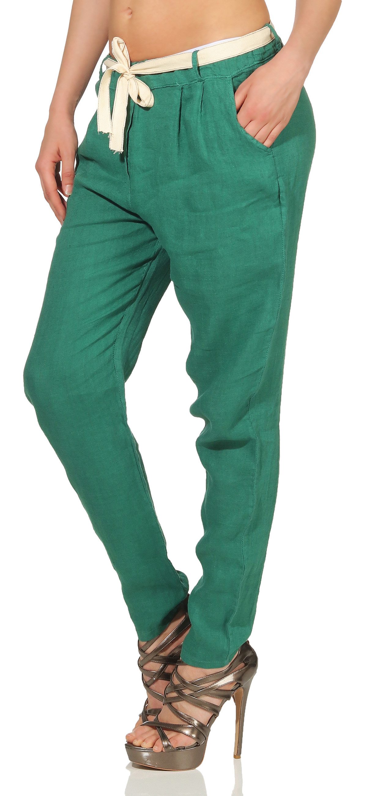 Mississhop Leinenhose Damen Leinenhose lockere Freizeithose günstig online kaufen