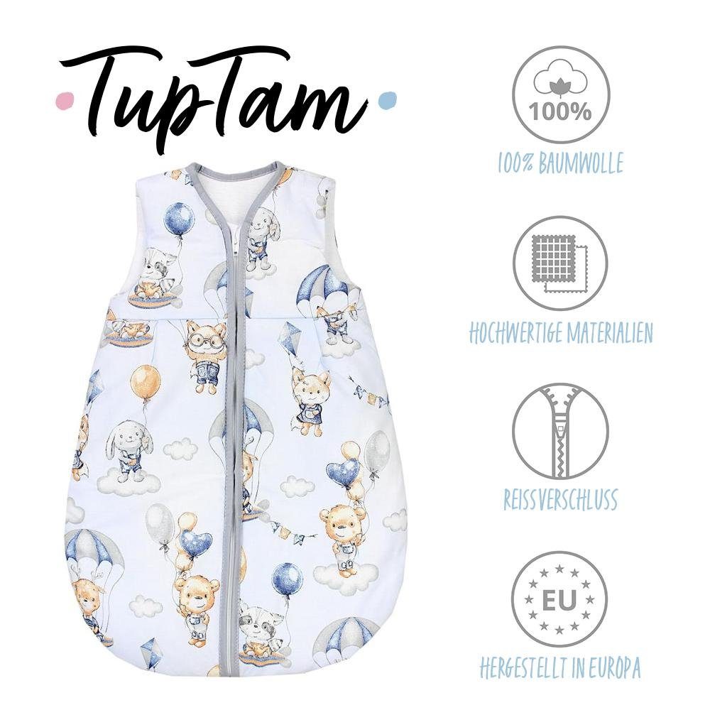 TupTam Babyschlafsack OEKO- TEX wattiert 2.5 zertifiziert unisex Tiere Blau / mit Fallschirmen TOG ärmellos