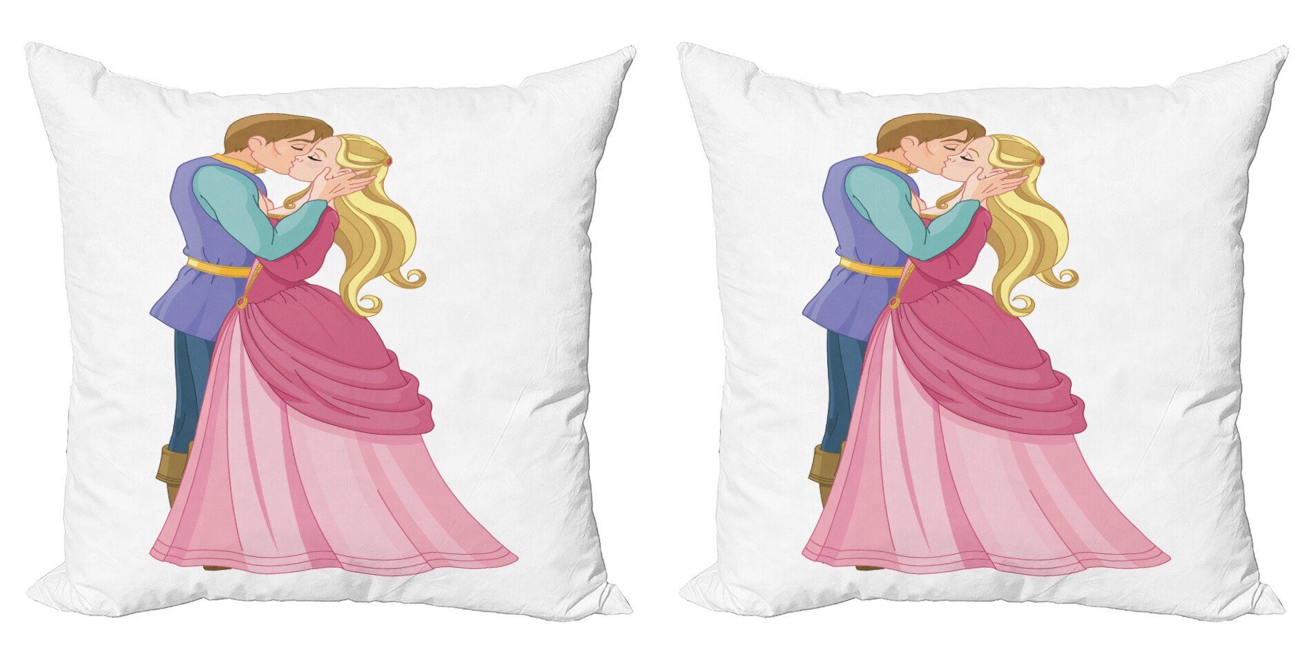 Kissenbezüge Modern Accent Doppelseitiger Digitaldruck, Abakuhaus (2 Stück), küssen Prinz und Prinzessin Romantik