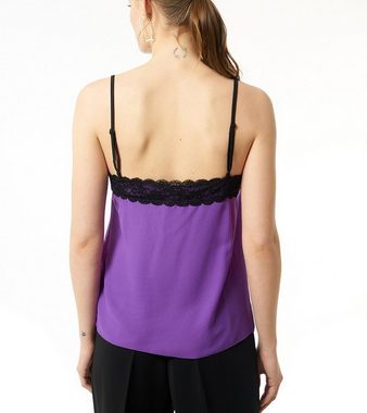 Jimmy Sanders Blusentop JIMMY SANDERS Damen Blusen-Shirt Tank-Top mit Spitze Cleo Mode-Shirt Violett/Schwarz