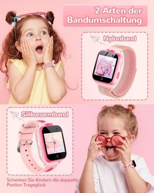 ADUOGENG mit 13 Gewohnheitsweckern und Hörbücher - 26 Spiele Kinder Smartwatch (Gewohnheitsweckern und Hörbücher - 26 Spiele), mit Anruffunktion SOS Englisch-Lernkarten Schulmodus Kamera