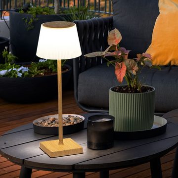 Globo LED Außen-Tischleuchte, Leuchtmittel inklusive, Kaltweiß, Warmweiß, Neutralweiß, Tageslichtweiß, Tischlampe Tischleuchte Außenlampe Touchdimmer Holzoptik Gartenlampe