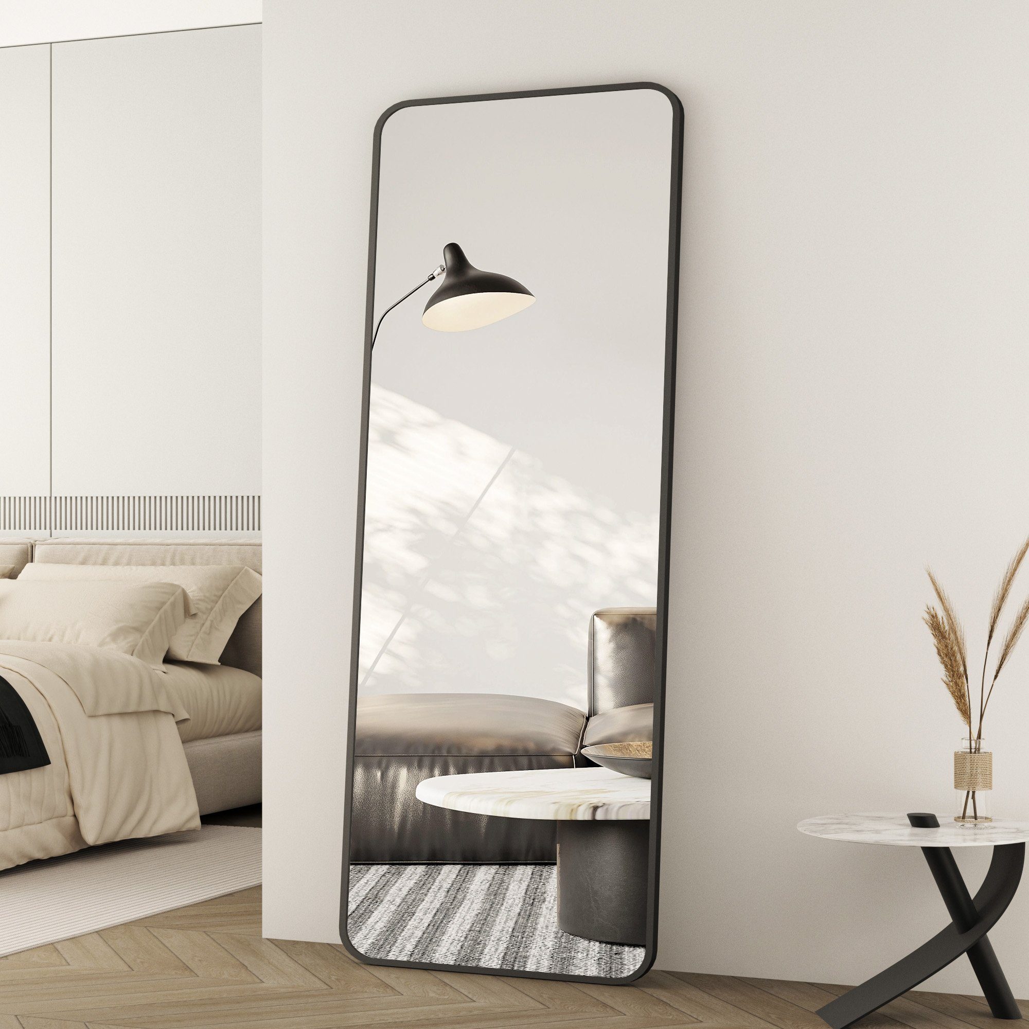 WDWRITTI Spiegel rechteckig Schwarz 150x50 Flurspiegel modern groß mit Alu günstig online kaufen