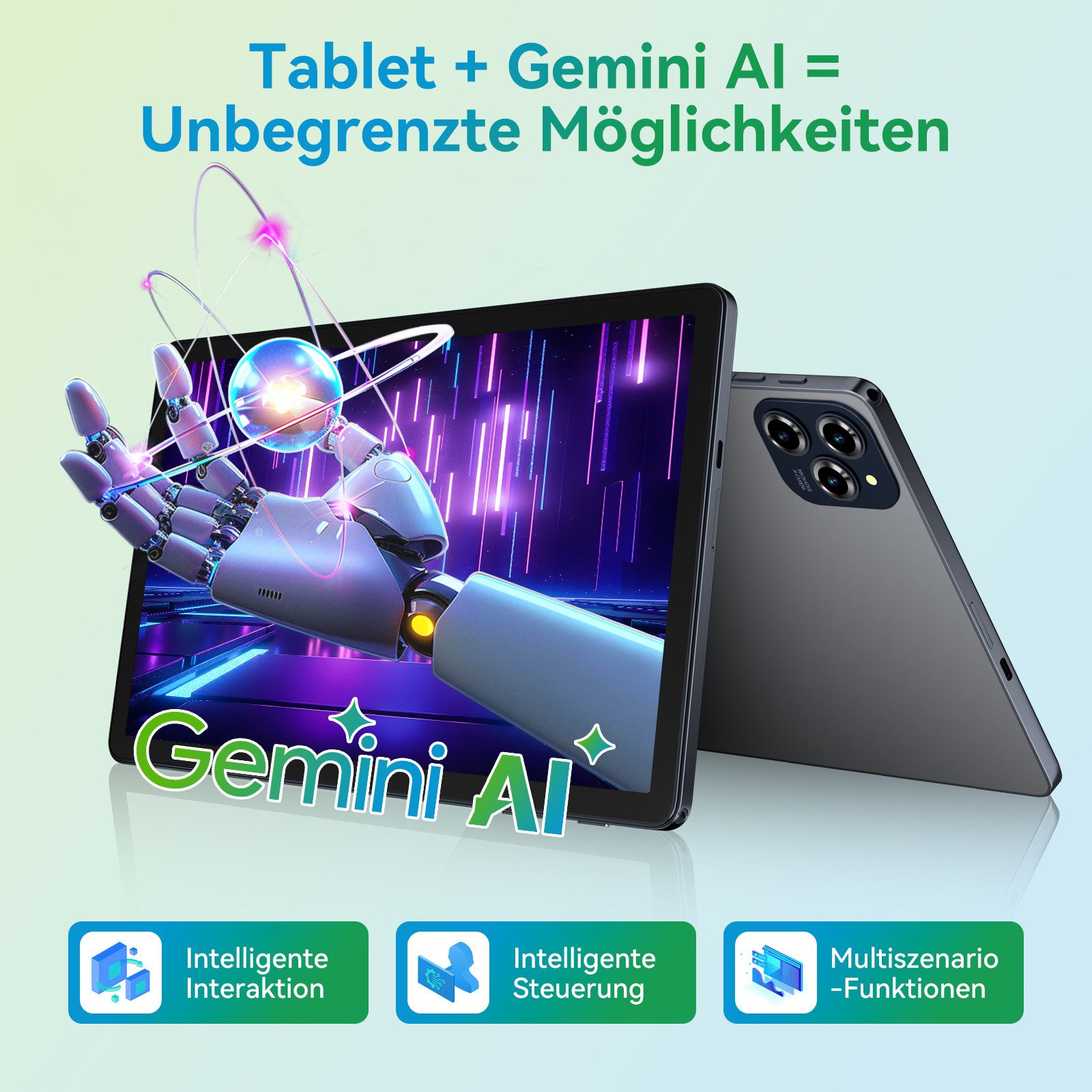 KINGRID 11'' W90-4GLTE ( 8+256) AI Tablet (13.4", 256 GB, 4G LTE, mit Gemini-KI, FHD Display, 8000mAh Akku) schwarz