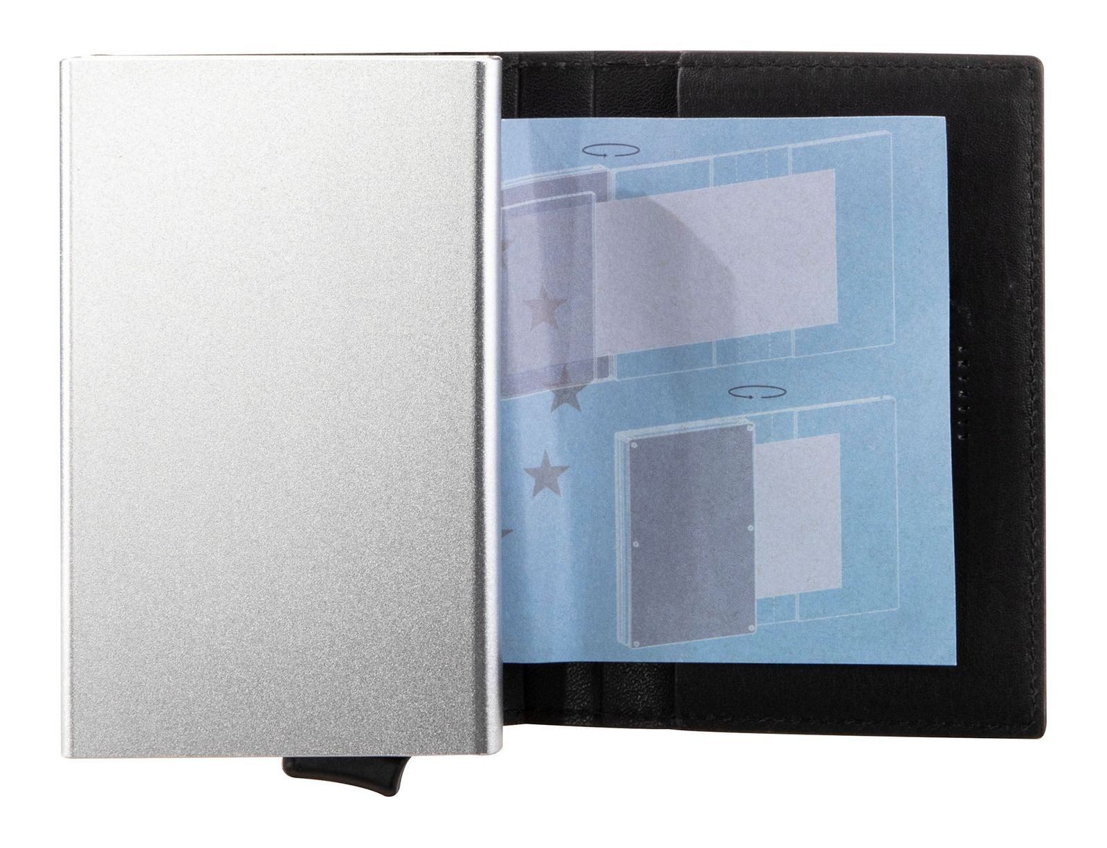 Maître Kartenetui C-One E-Cage sv8, aus echtem Leder mit RFID-Blocker Schutz