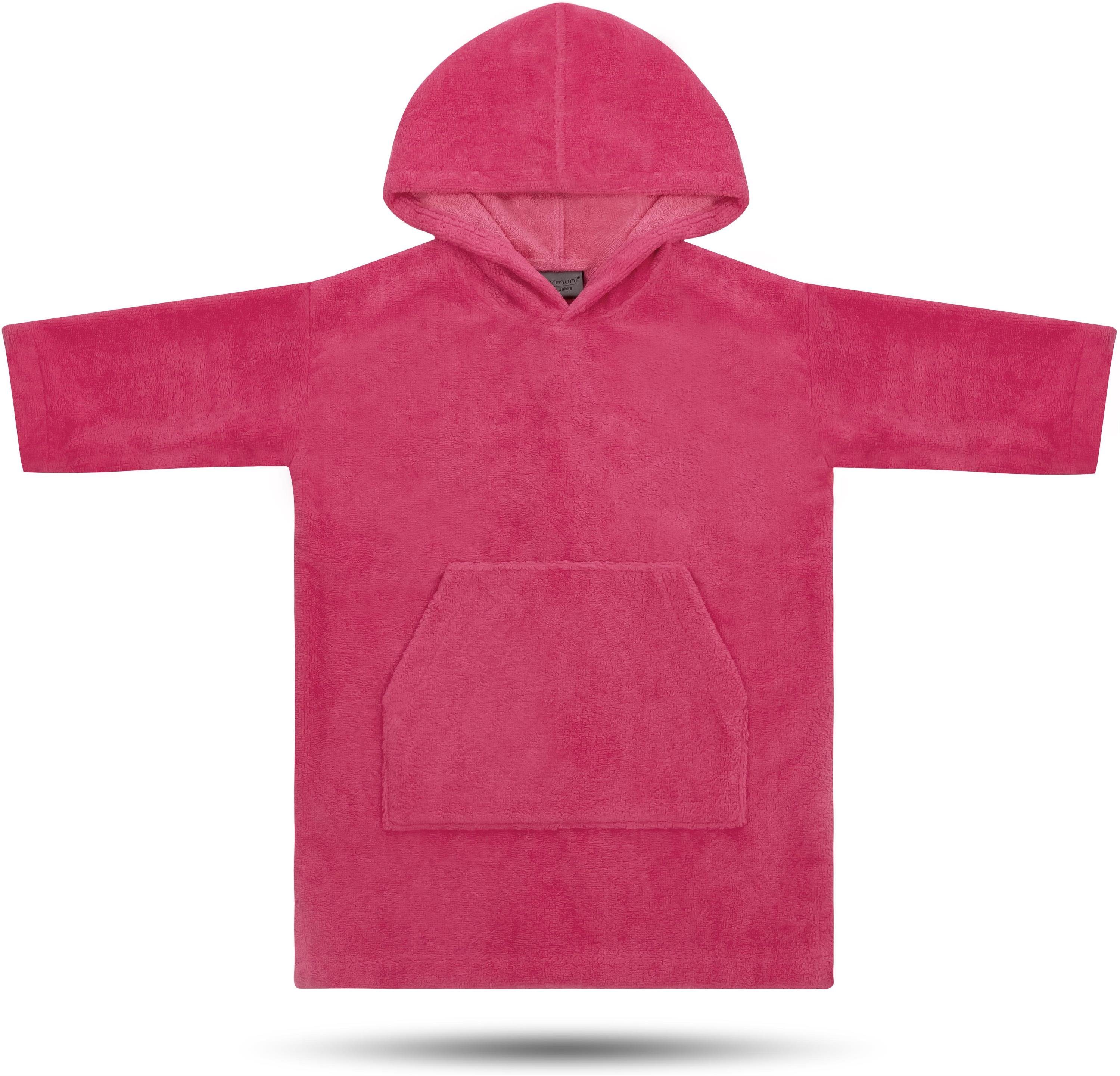 langarm Poncho Pink Kinderponcho normani Jahre) Baumwolle, Schlupf, trocknender Pichilemu, mit (0-2 Kinder Badeponcho Baumwoll-Innenseite Kapuze,