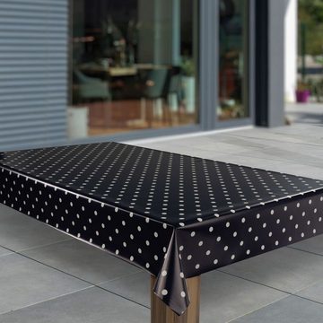 laro Tischdecke Wachstuch-Tischdecken Abwaschbar Schwarz Punkte Hochglanz rechteckig
