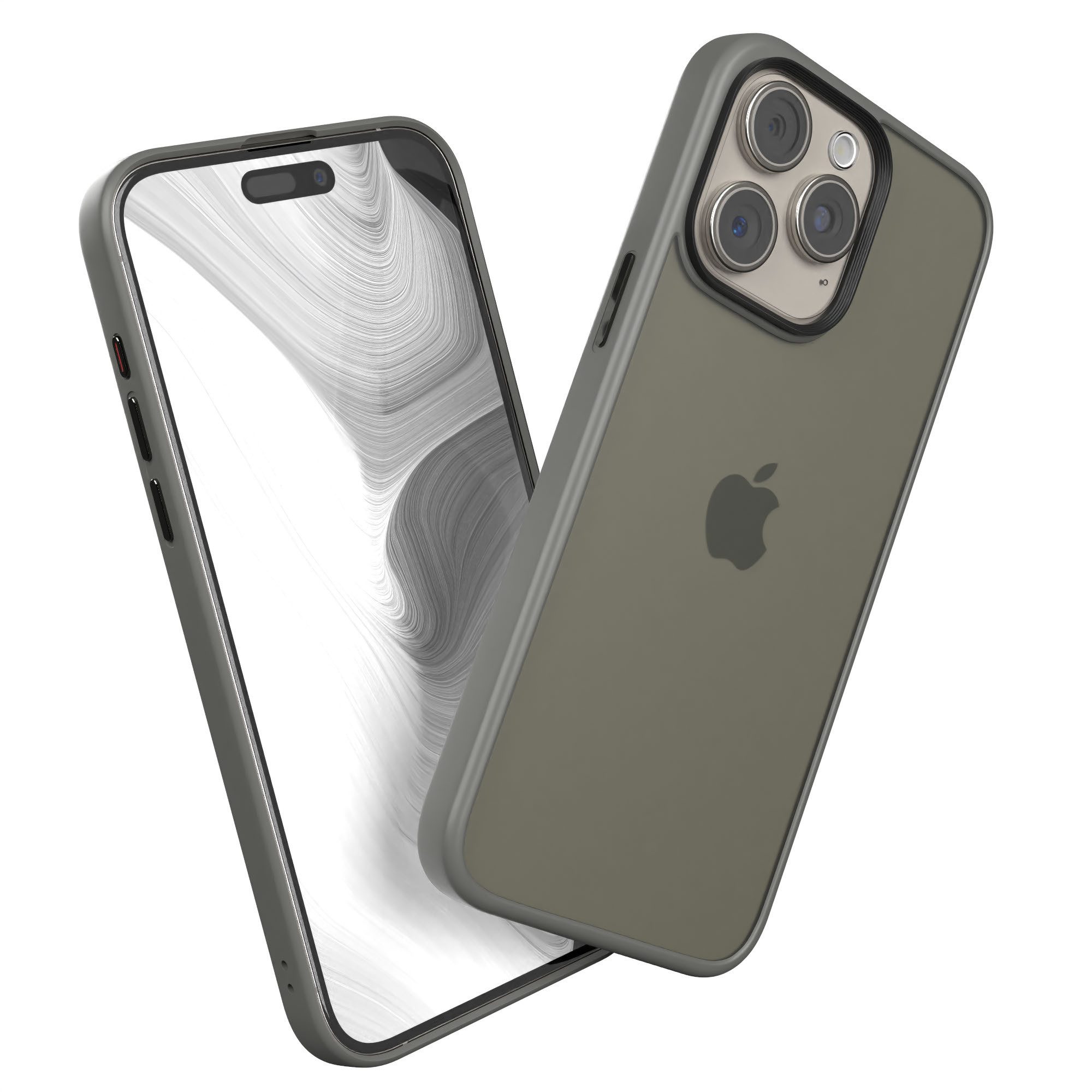 EAZY CASE Handyhülle Outdoor Case für Apple iPhone 15 Pro Max 6,7 Zoll, Hybrid Case mit Aufprallschutz Transparent kratzfest Back Cover Grau