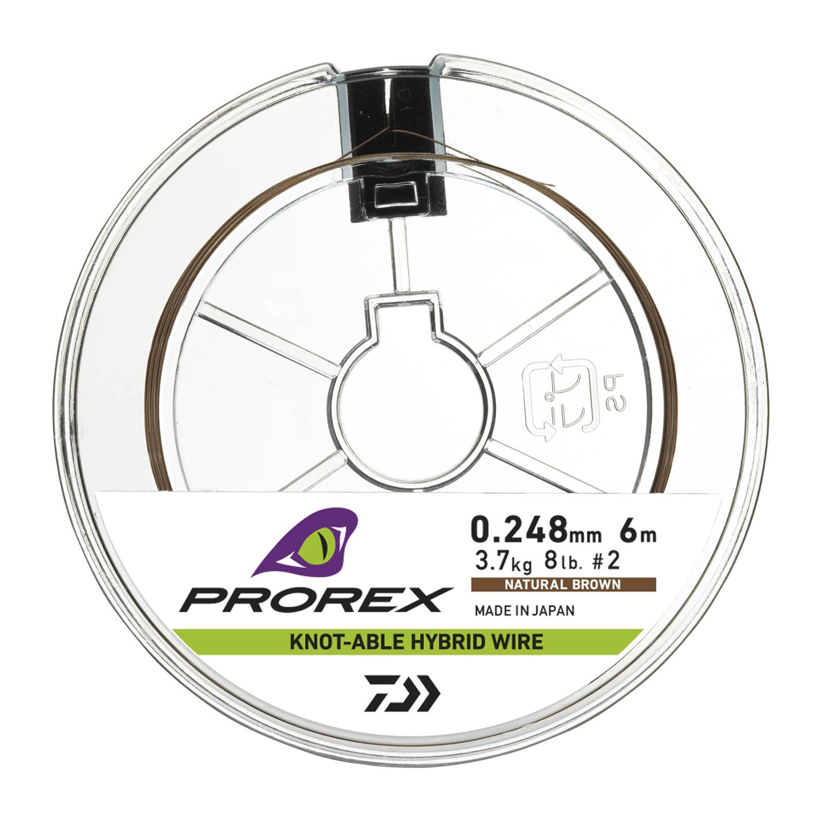 Daiwa Vorfachschnur, 6 m Länge, Daiwa Prorex Hybr. Knotable Wire 6m-4.4kg 0,275mm Brown Stahlvorfach