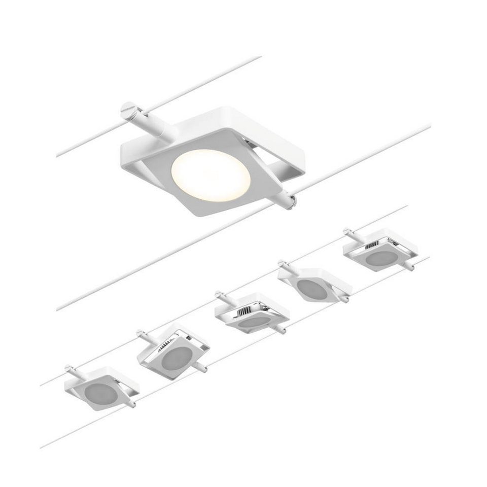 Paulmann Deckenleuchte LED Seilsystem Basisset Macled in Weiß und Chrom 5x  4,5W 1250lm, keine Angabe, Leuchtmittel enthalten: Ja, fest verbaut, LED,  warmweiss, Seilsystem