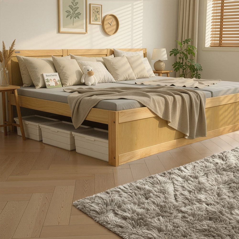 HOME DELUXE Bett Familienbett DILAR - 270 x 200 cm, wahlweise mit Matratze, Holzbett, Doppelbett – Bild 4 von 5