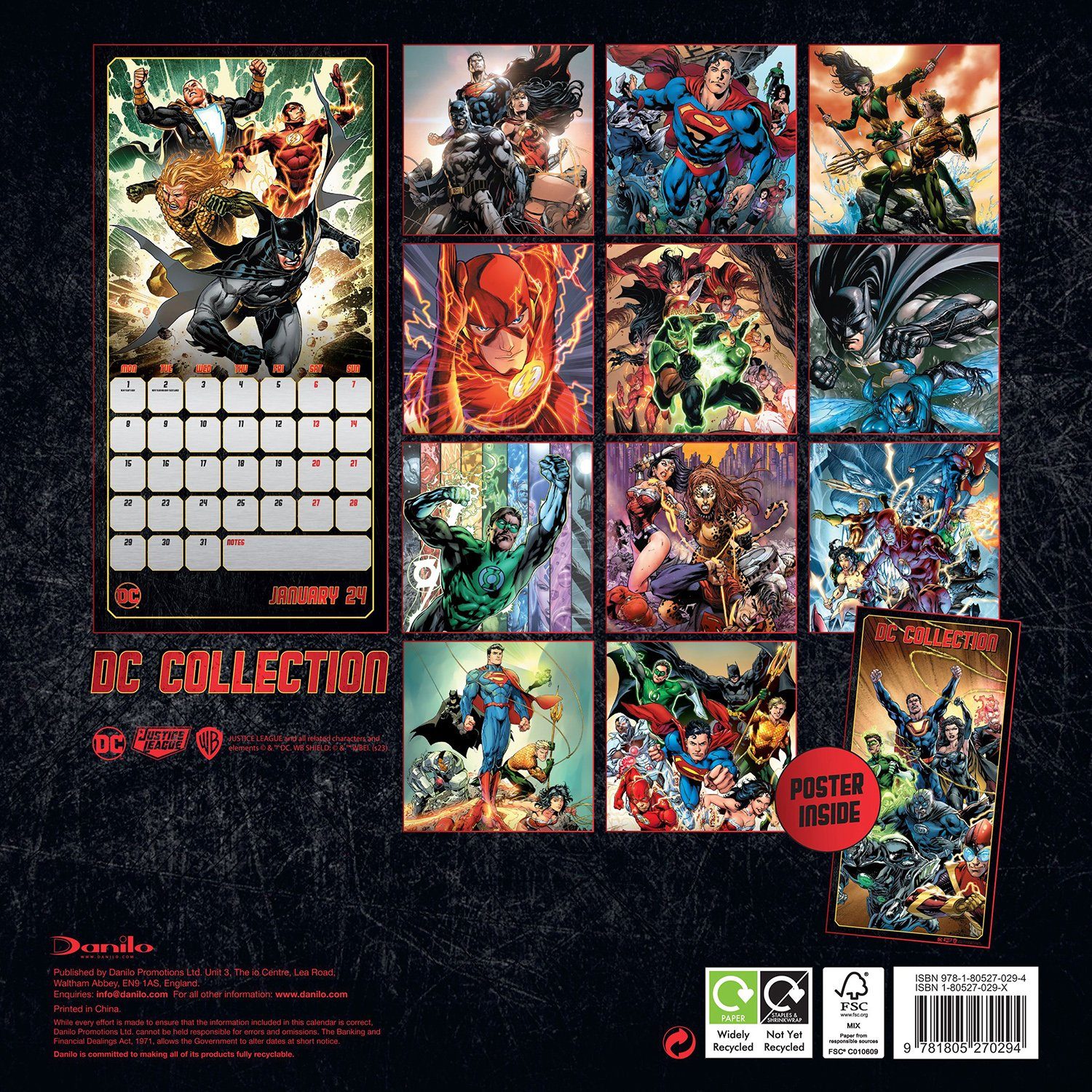 Danilo Wandkalender DC Comics Kalender 2024 Superheroes & Villains
