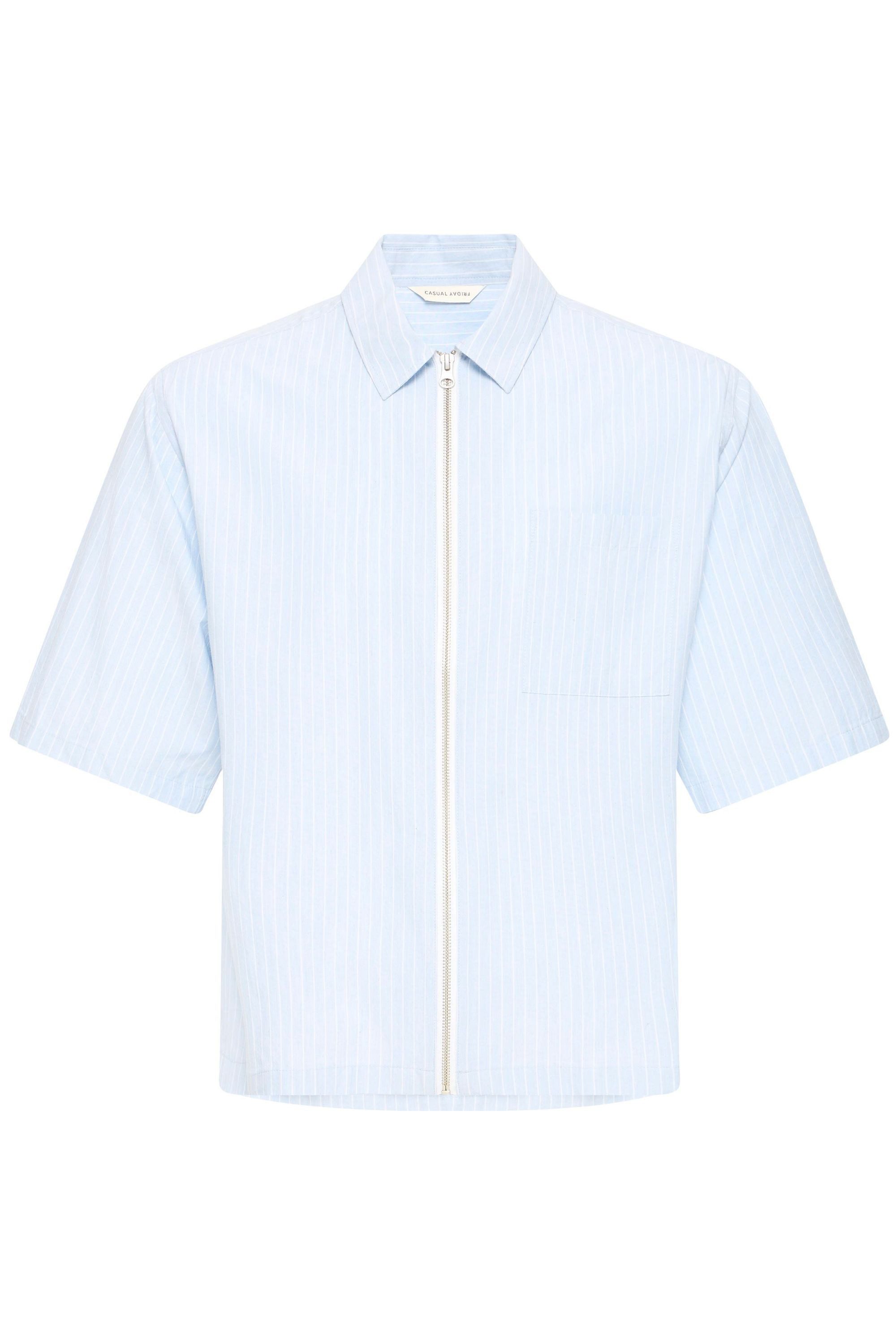 Casual Friday Kurzarmhemd CFWeslin Boxy Hemd mit Reißverschluss