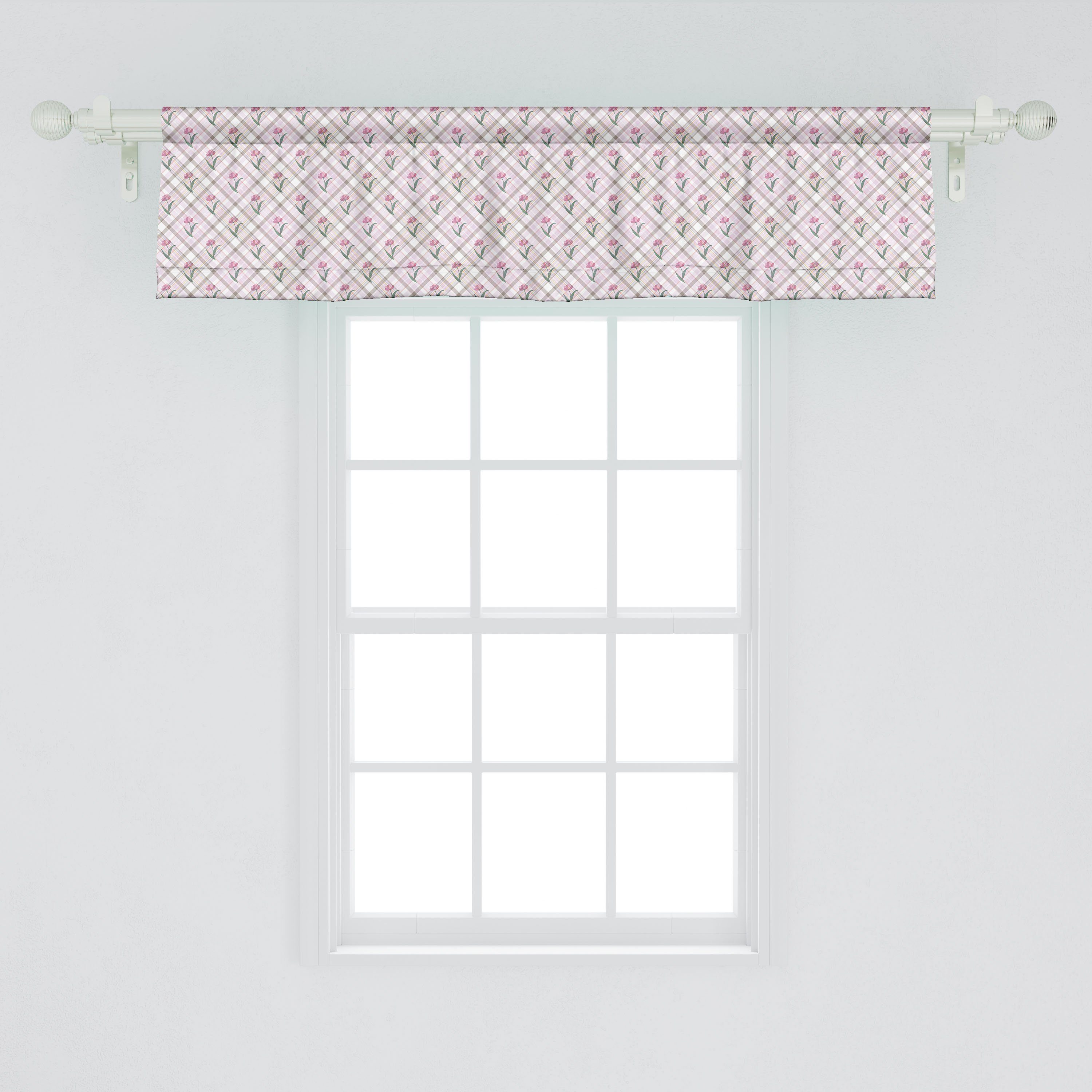 Küche mit Dekor Microfaser, Vorhang Scheibengardine Schlafzimmer für Volant Abakuhaus, Kariert Stangentasche, Floral Diagonale Linien