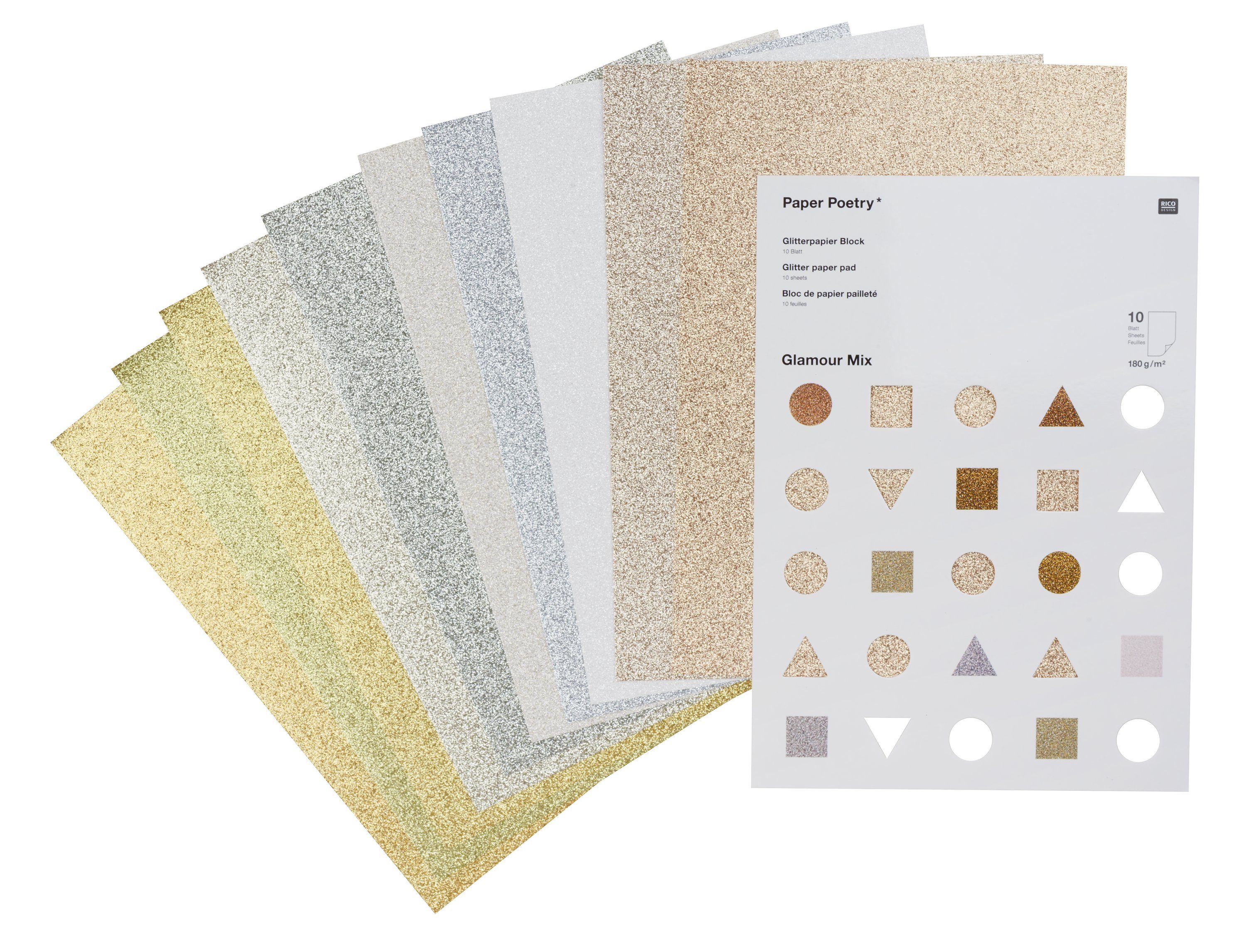 Rico Design Motivpapier Glamour Mix, 10 Blatt